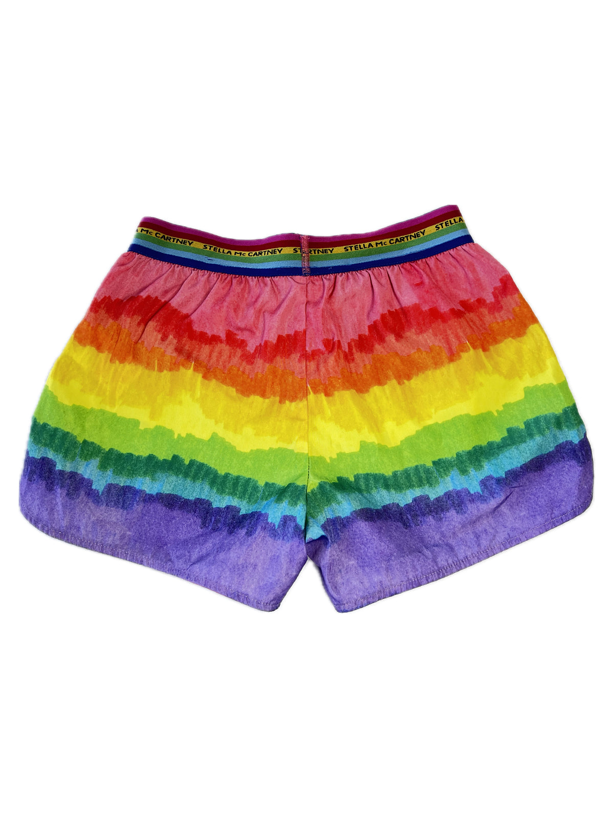 Rainbow print comfy kids shorts with logo waistband - STELLA MCCARTNEY