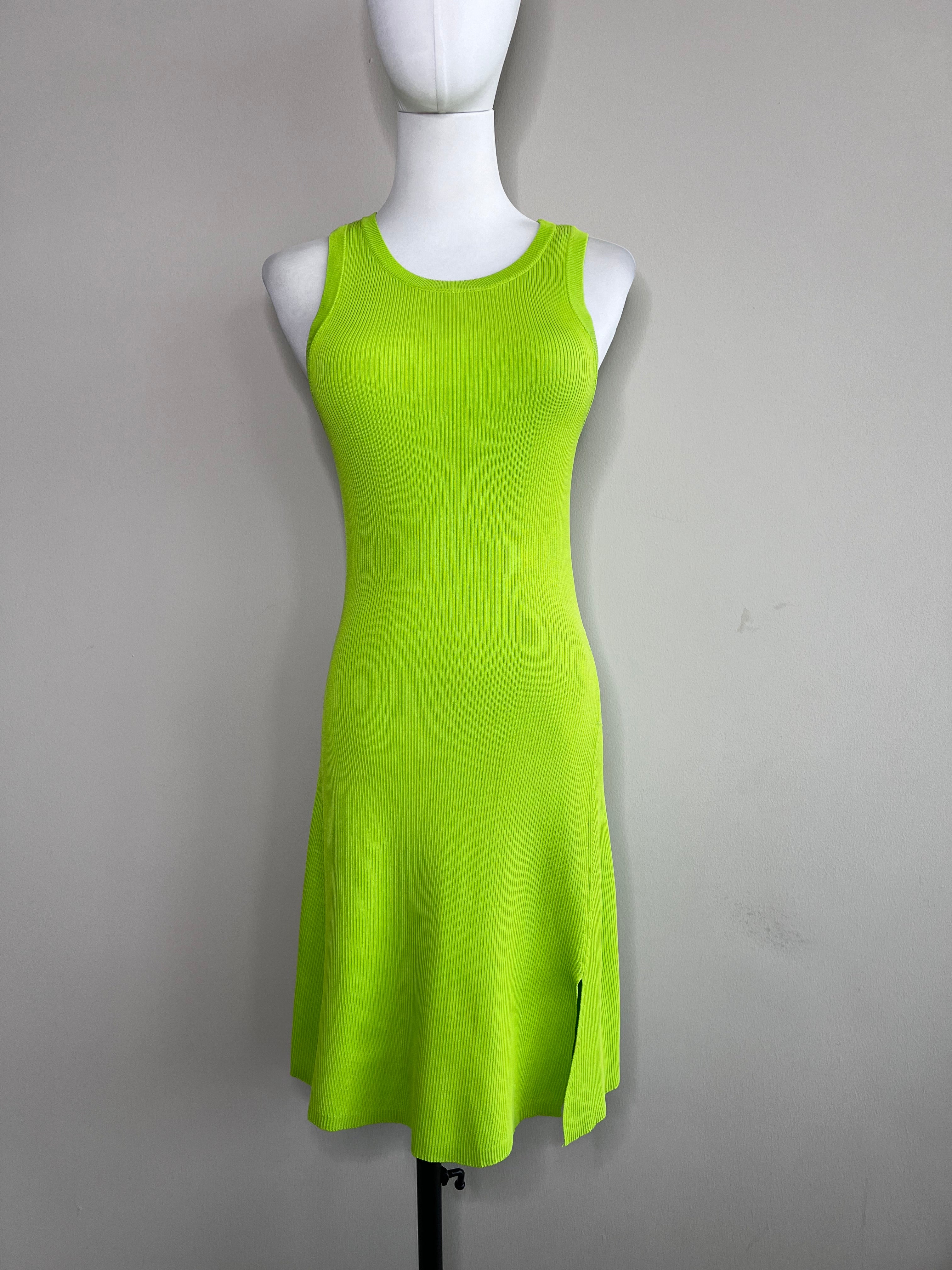 Green ribbed mini dress - ZARA