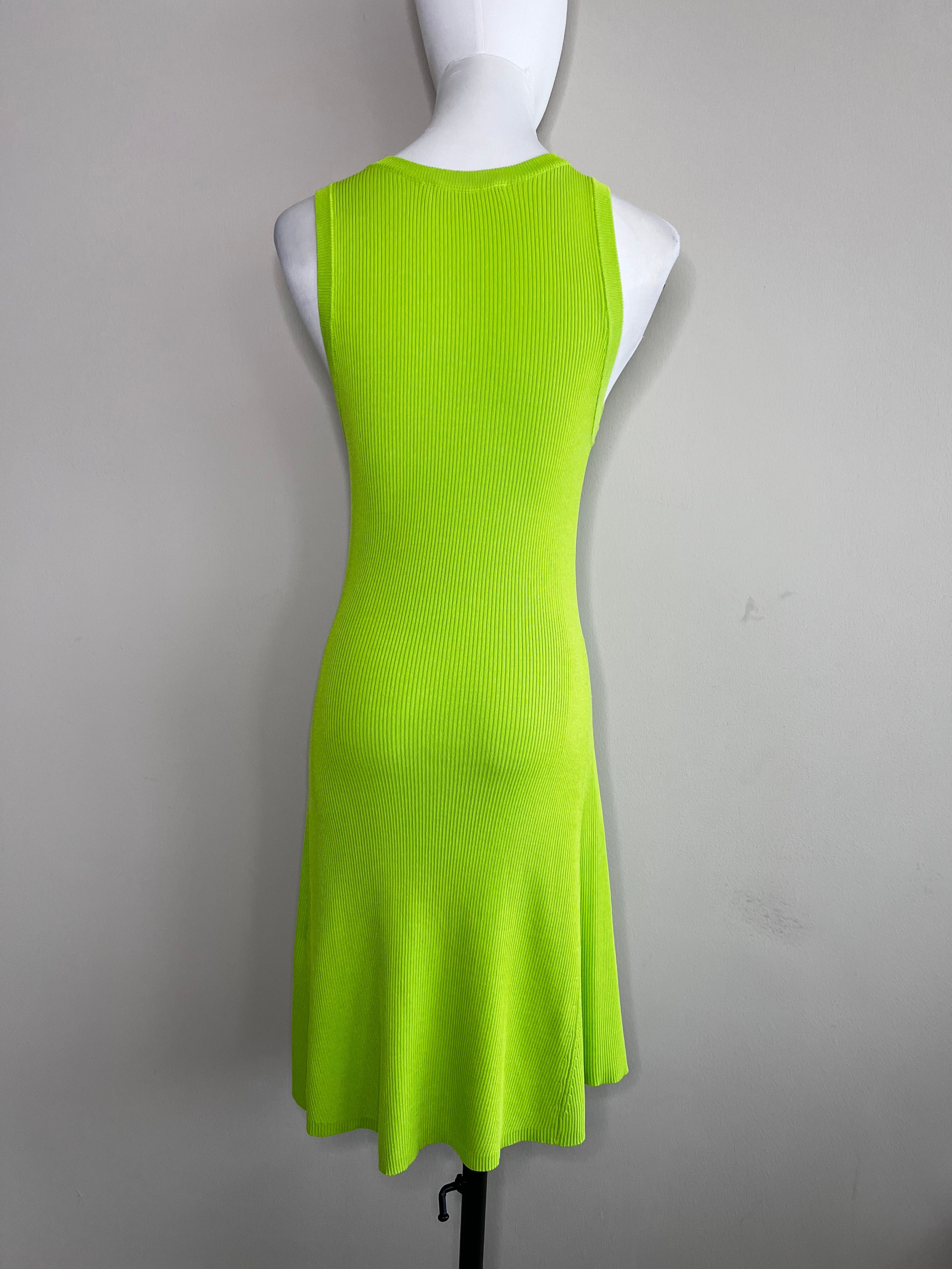 Green ribbed mini dress - ZARA