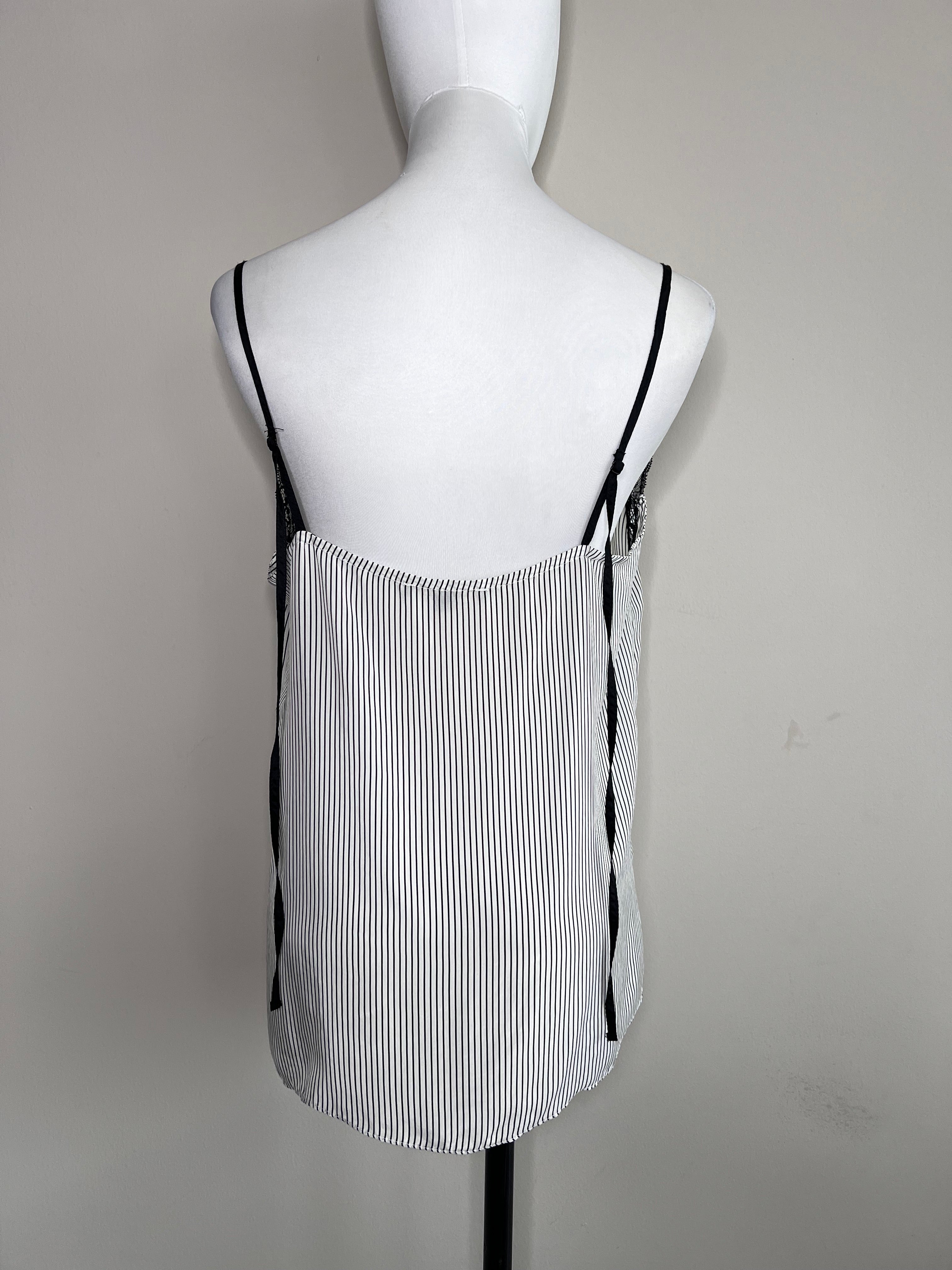 Black and white lace striped camisole - MAJE