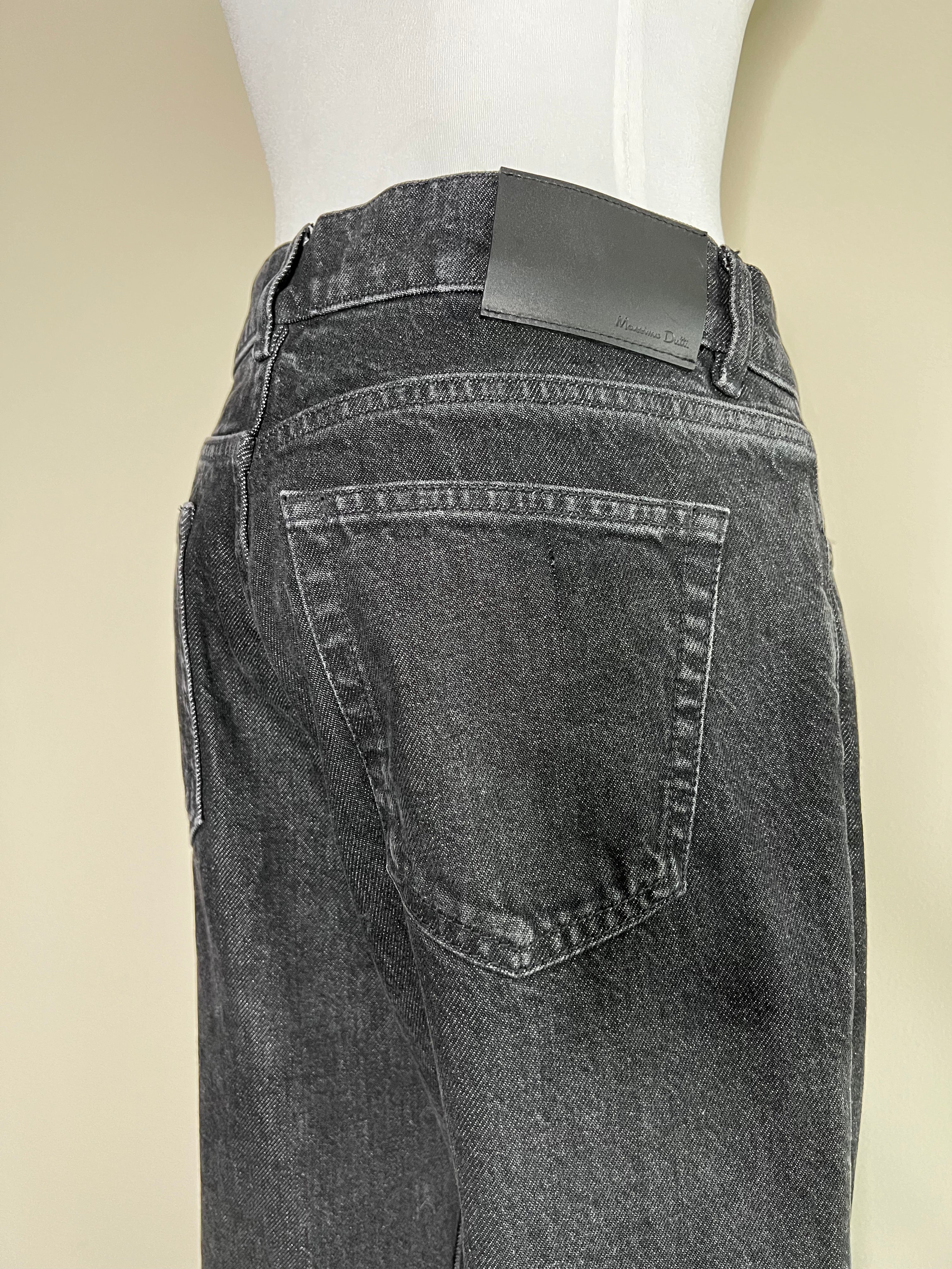 Black Denim Straight cut Jeans Pants - MASSIMO DUTTI