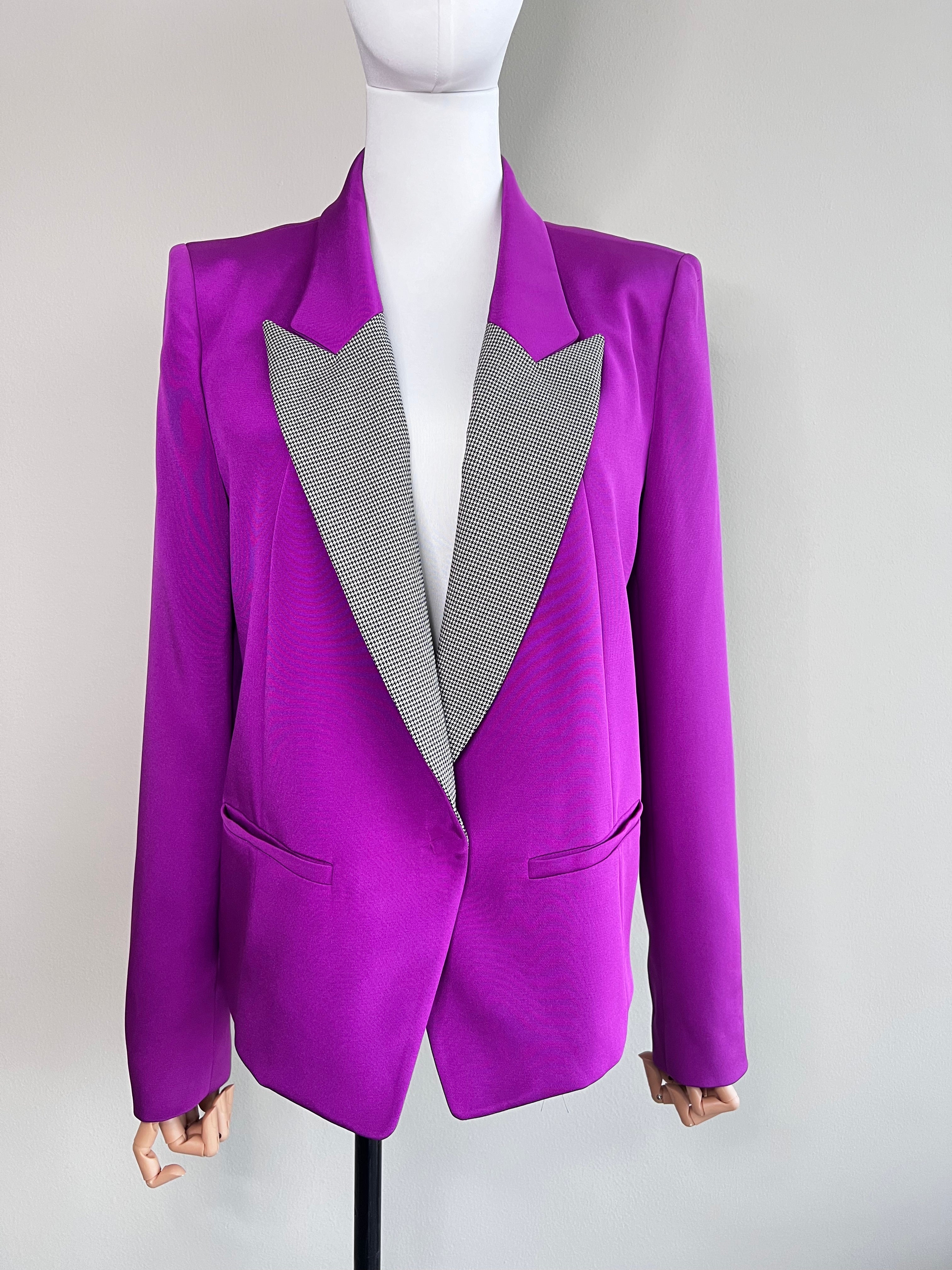 Purple with checkered colar blazer - HANIIY