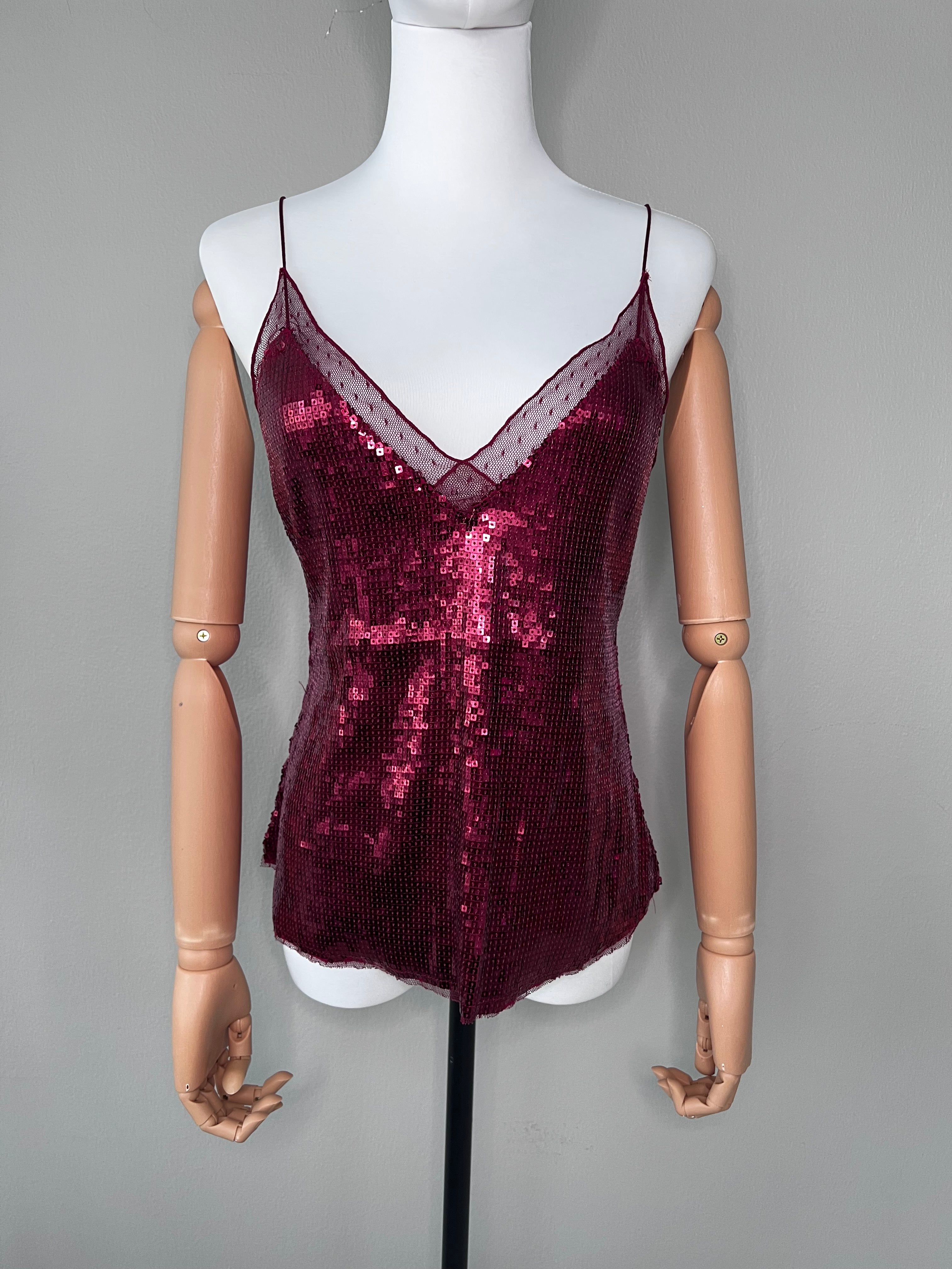 Sexy Maroon Top, with sequence texture - Intimately