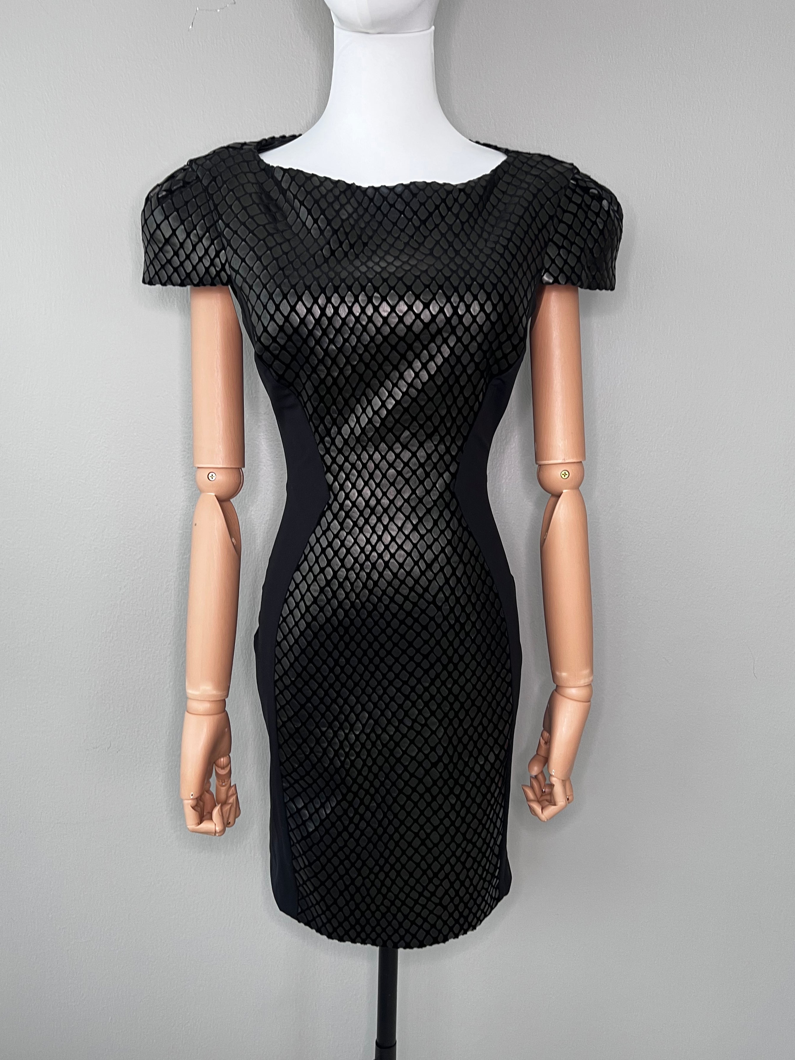 Black Textured Style Dress - Elisabetta Franchi