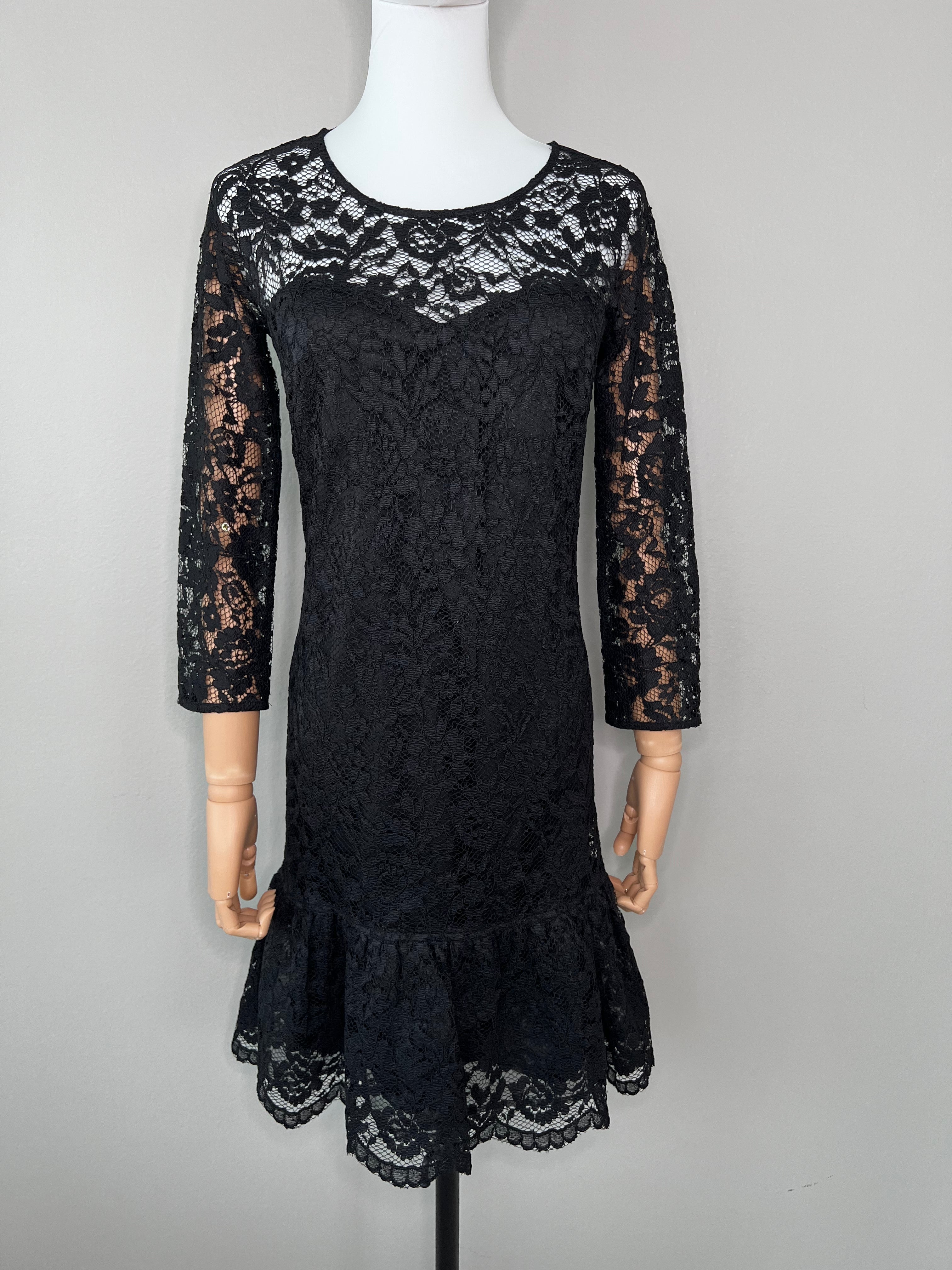 Black Long Sleeve Laced Dress - DKNY