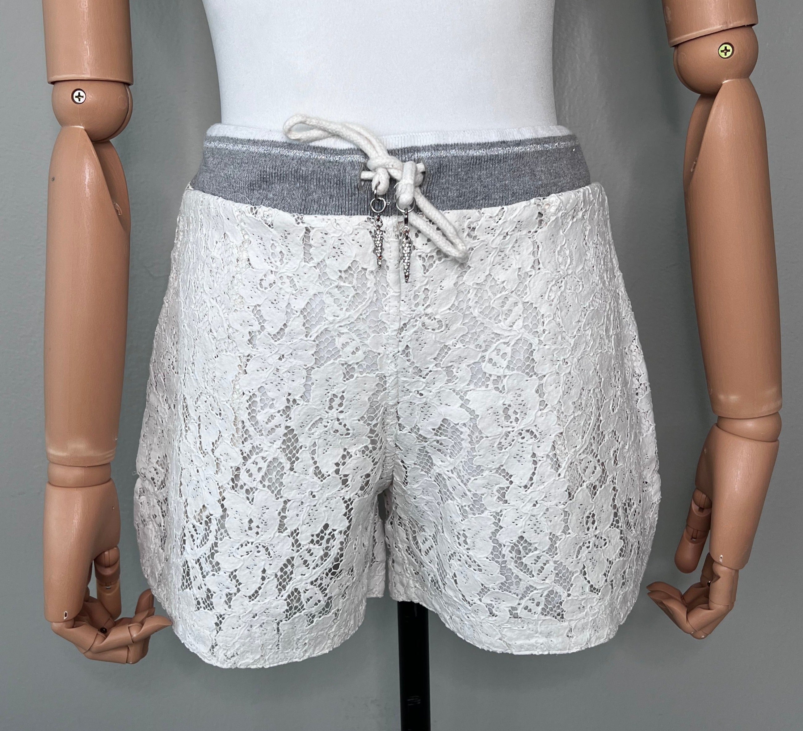 White Laced Short with Swarovski Accessories - No Brand