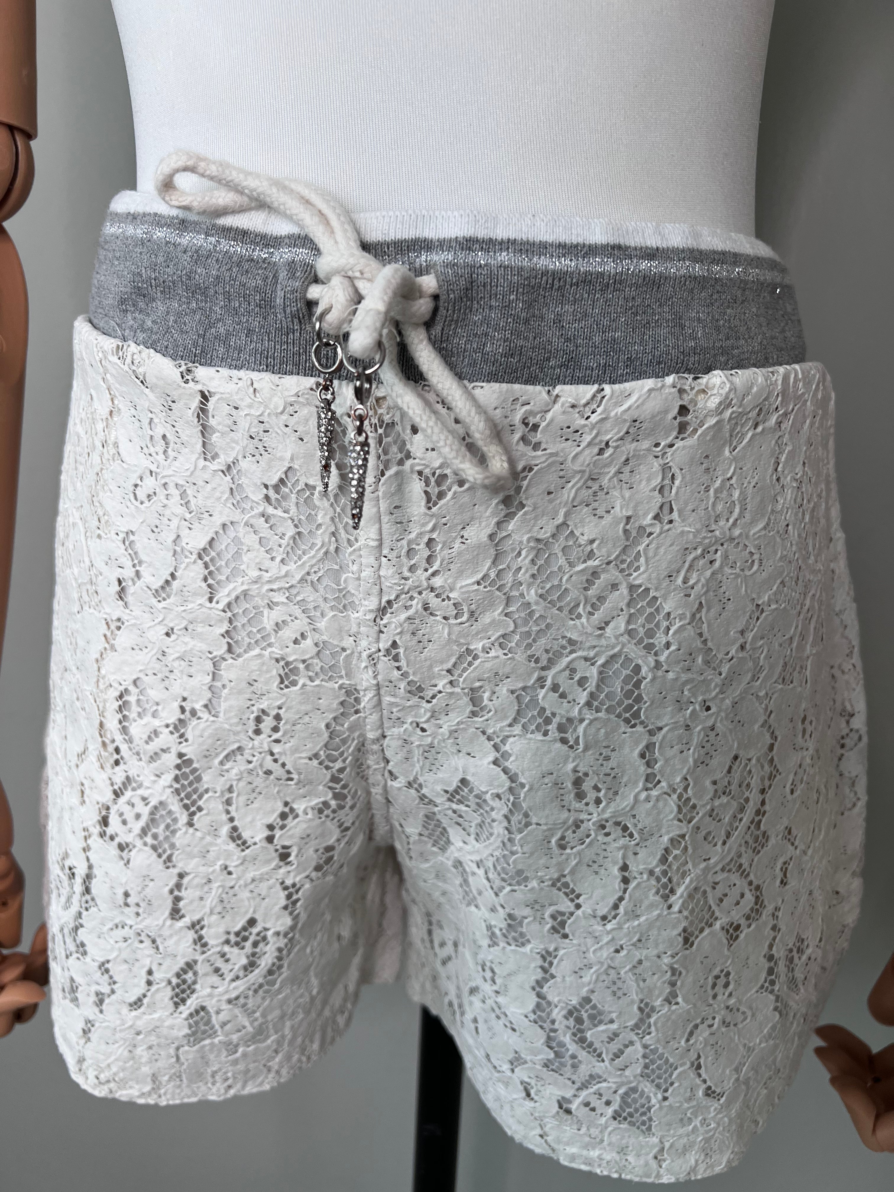 White Laced Short with Swarovski Accessories - No Brand
