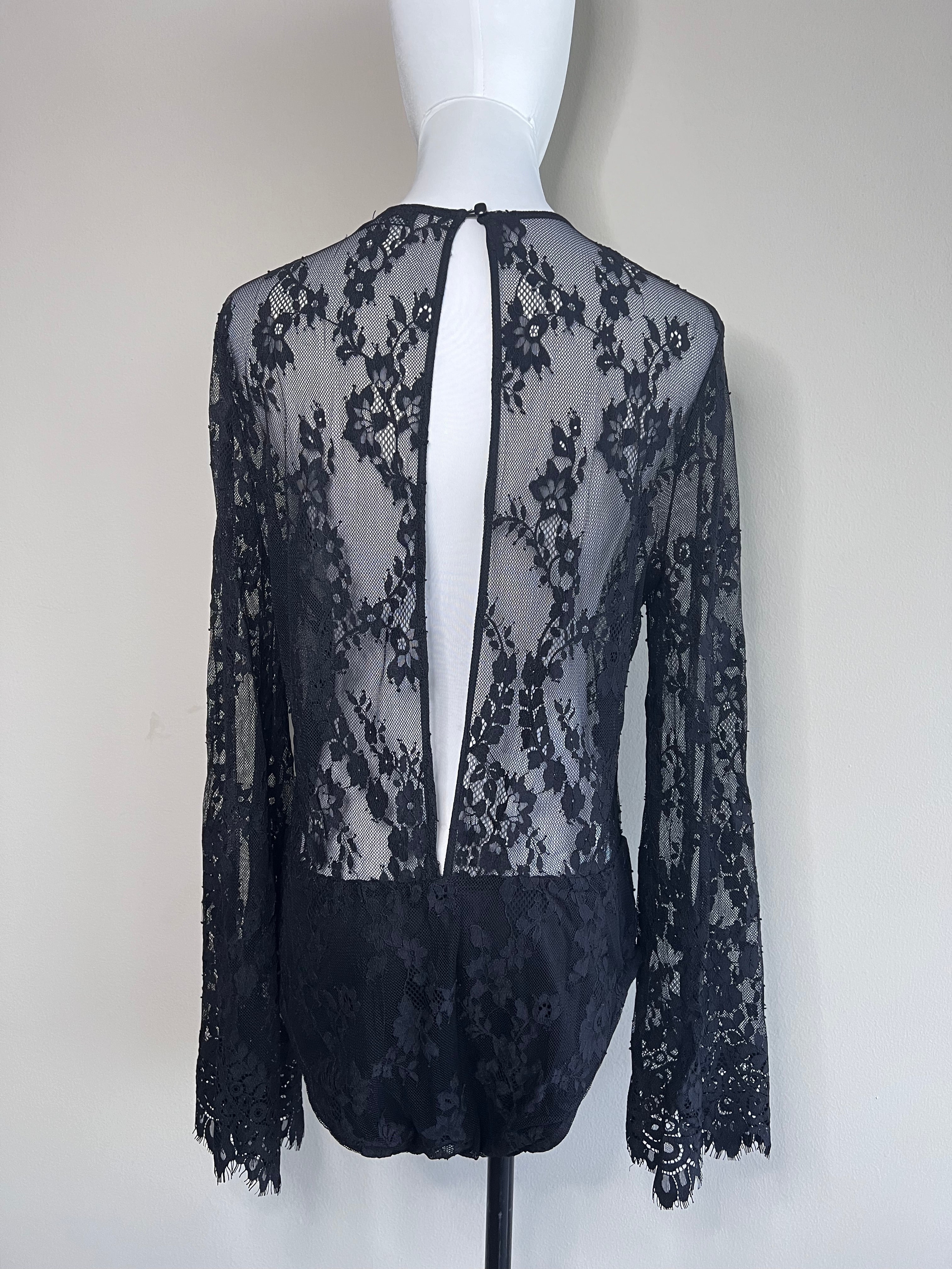 Full lace black bodysuit with open back. - MISS SELFRIDGE