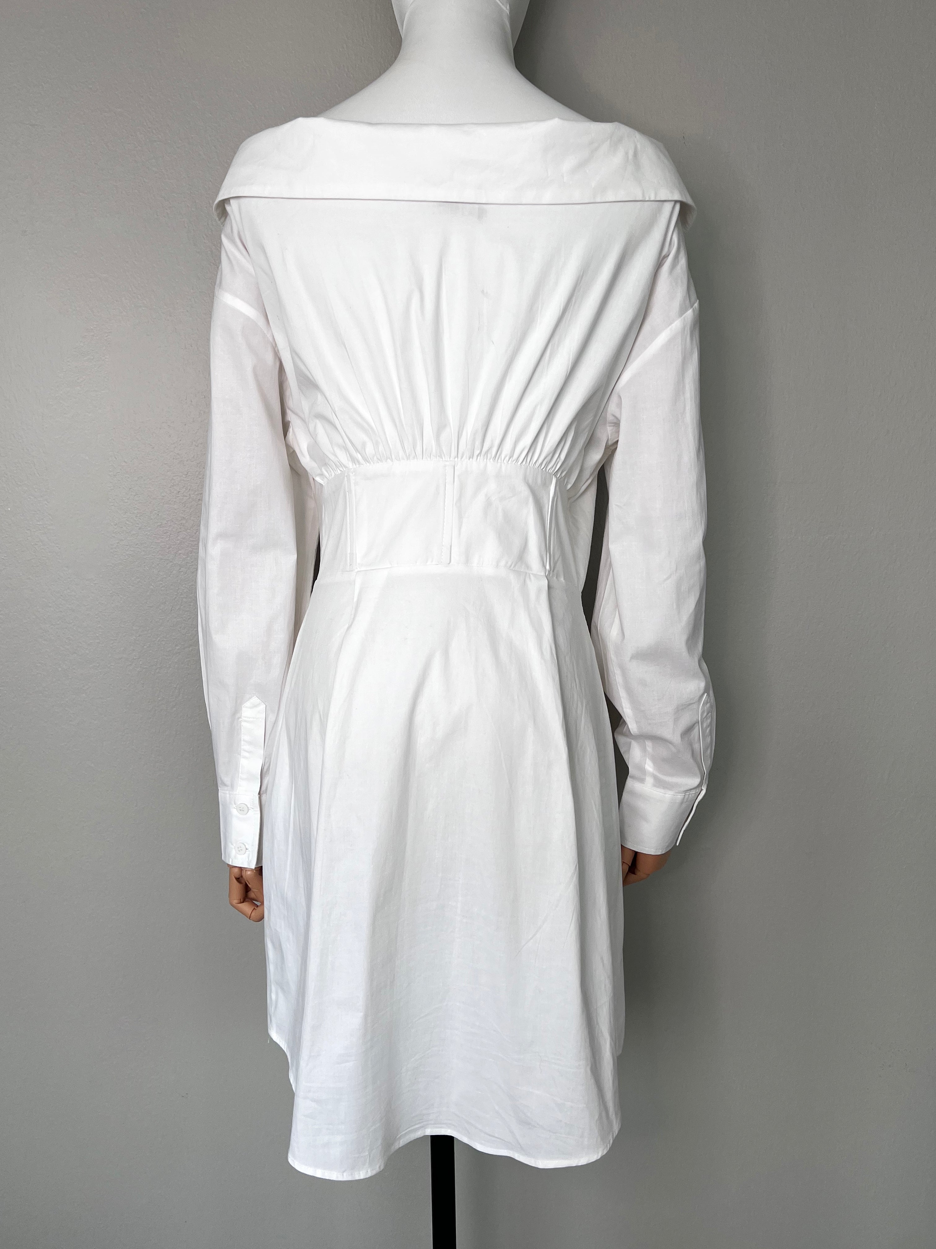 White cotton poplin corset mini shirt dress - ASOS