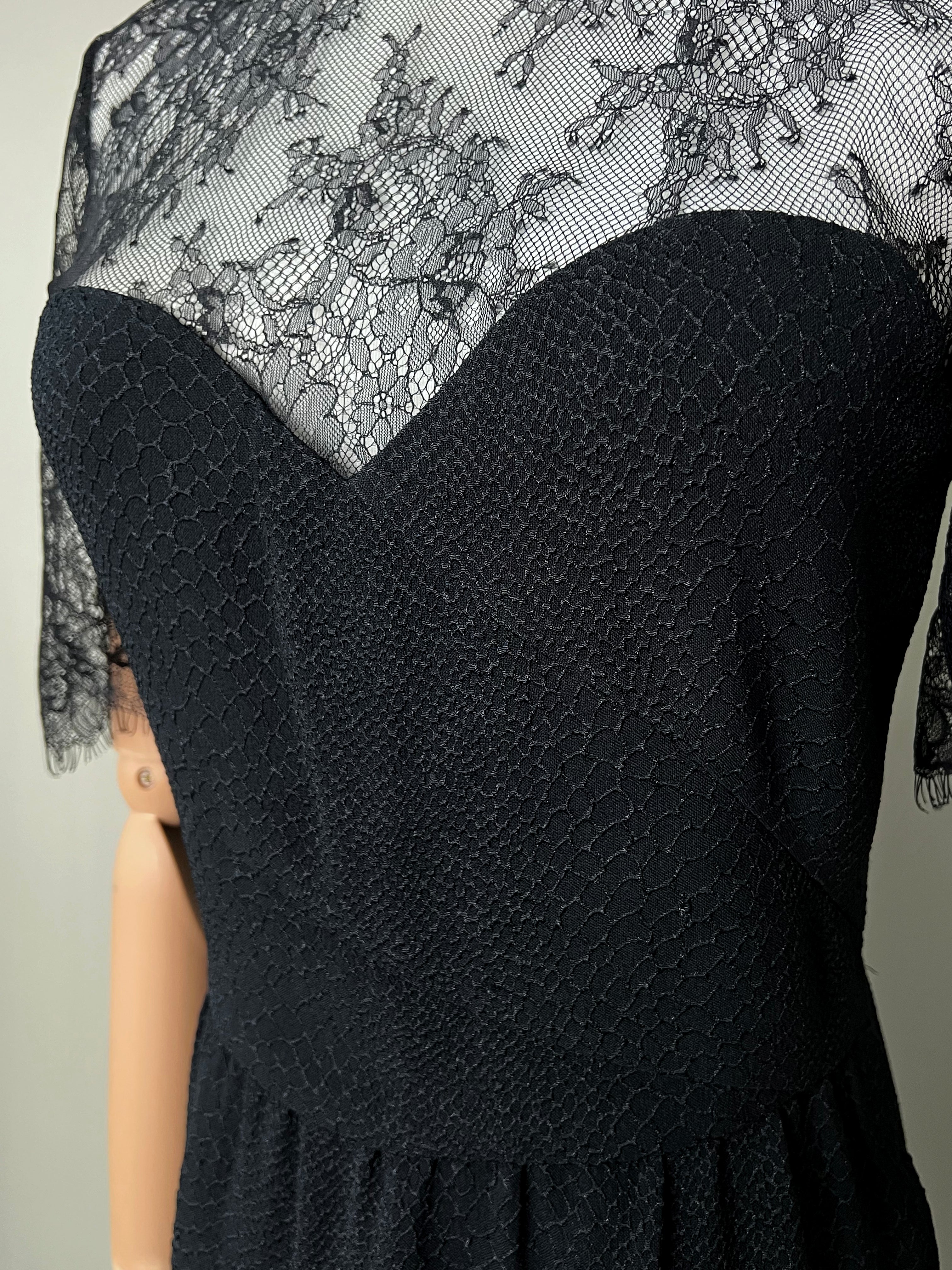 Brand new!! Black short dress short sleeves 2 side pockets lace on shoulder - The Kooples