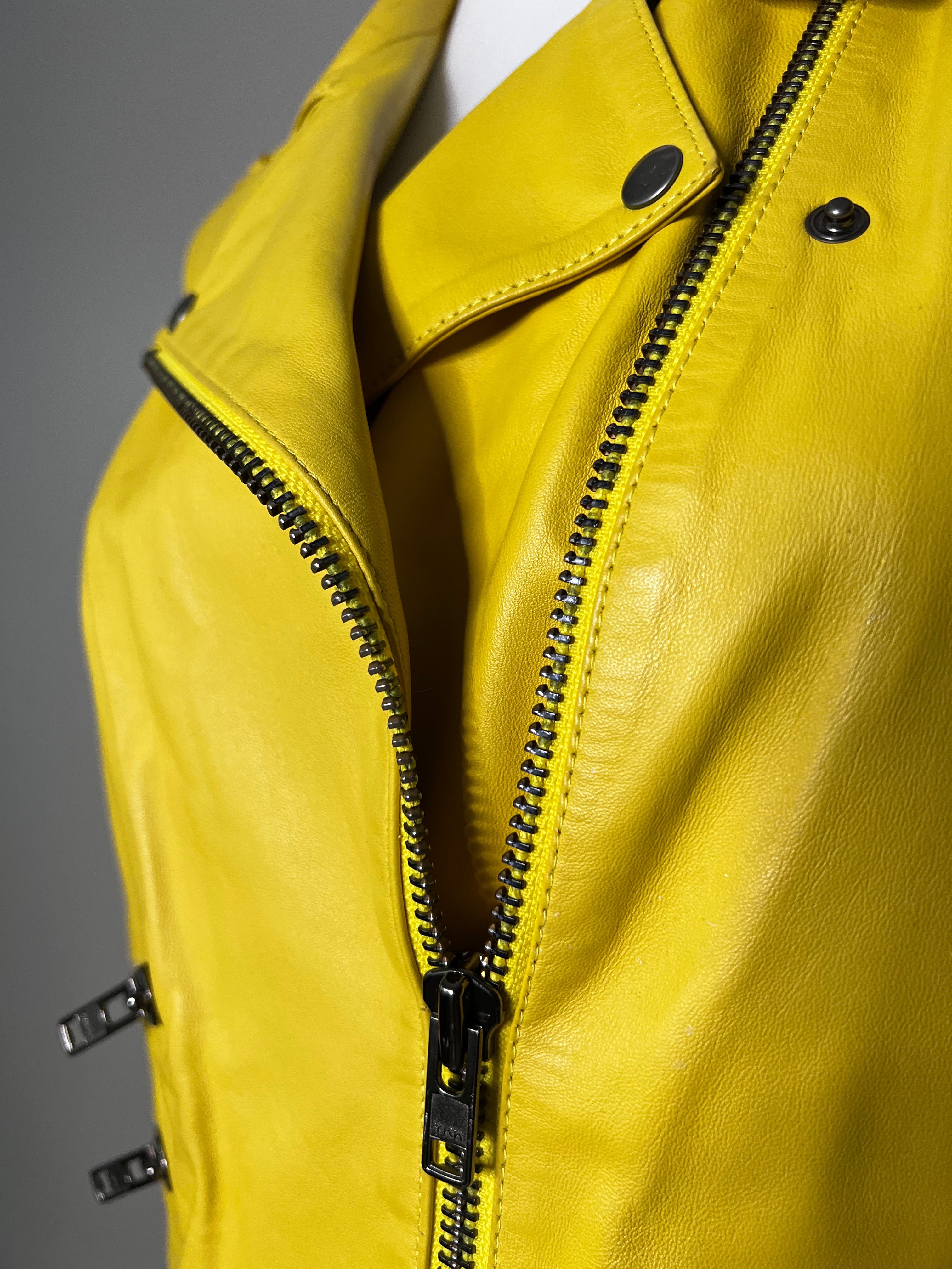 Yellow Leather Zipper Top - Mira Mikati