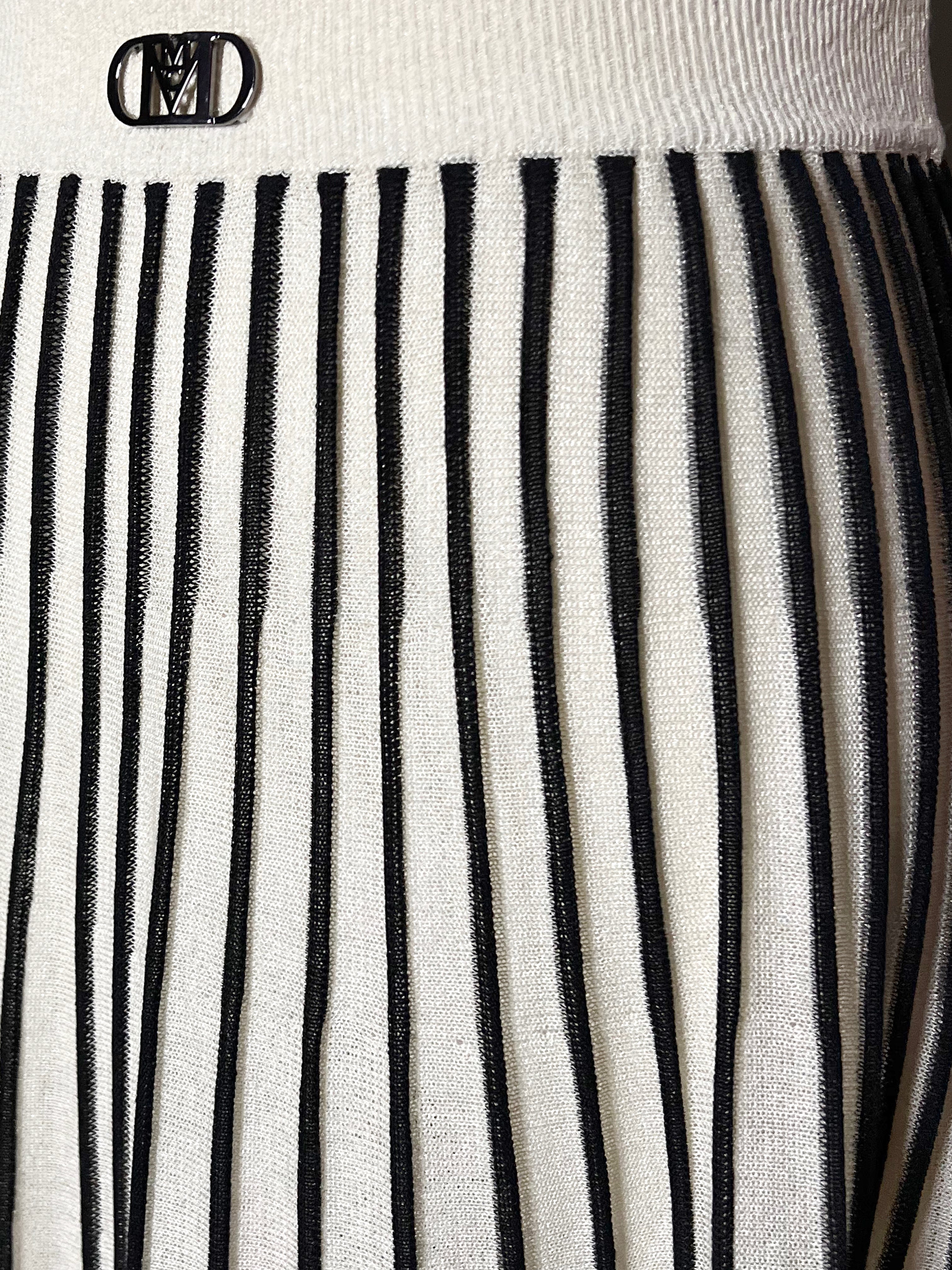 Vertical white & black long knitted skirt - MCM