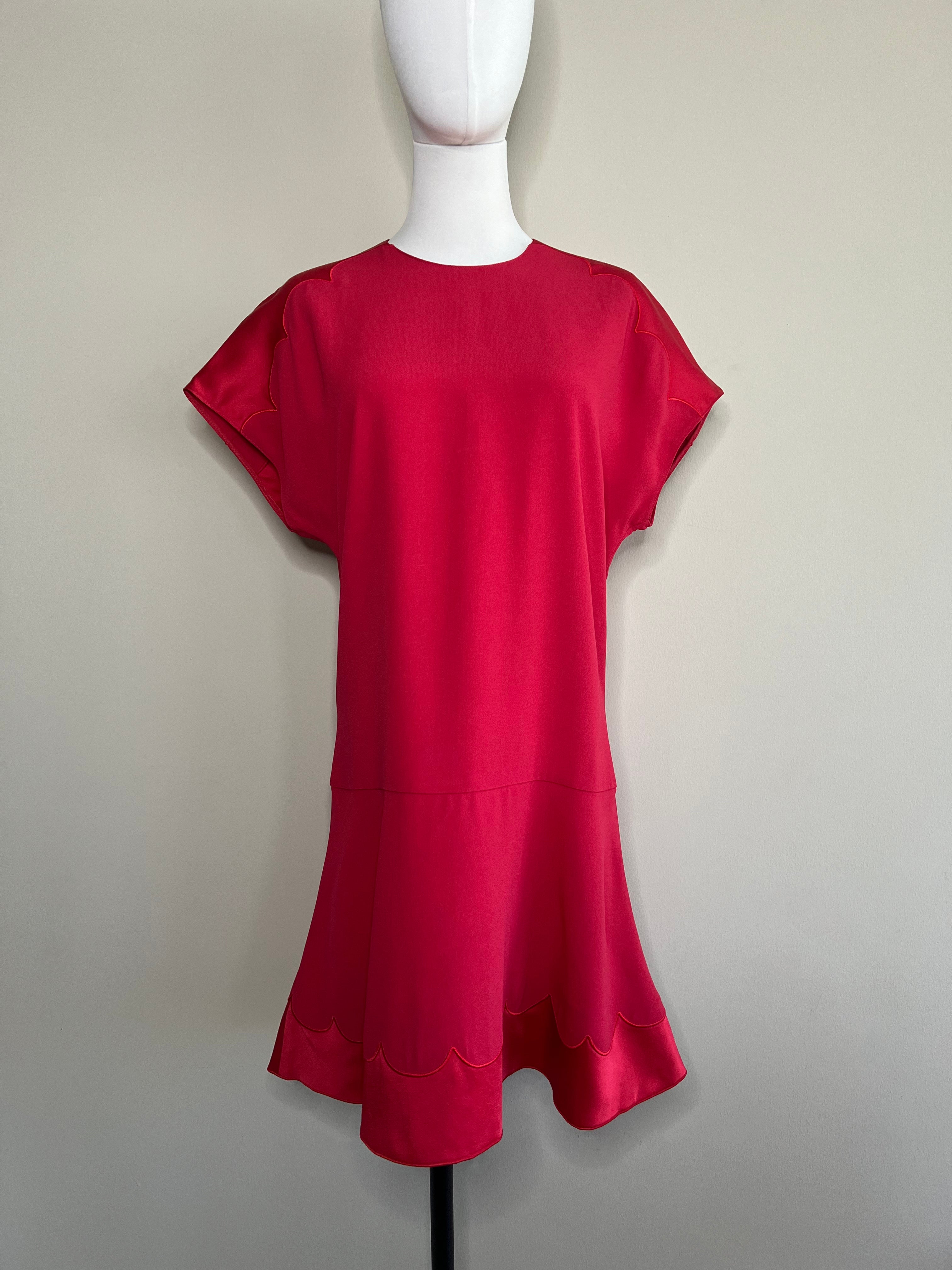 Red mini dress with bottom silk design - RED VALENTINO