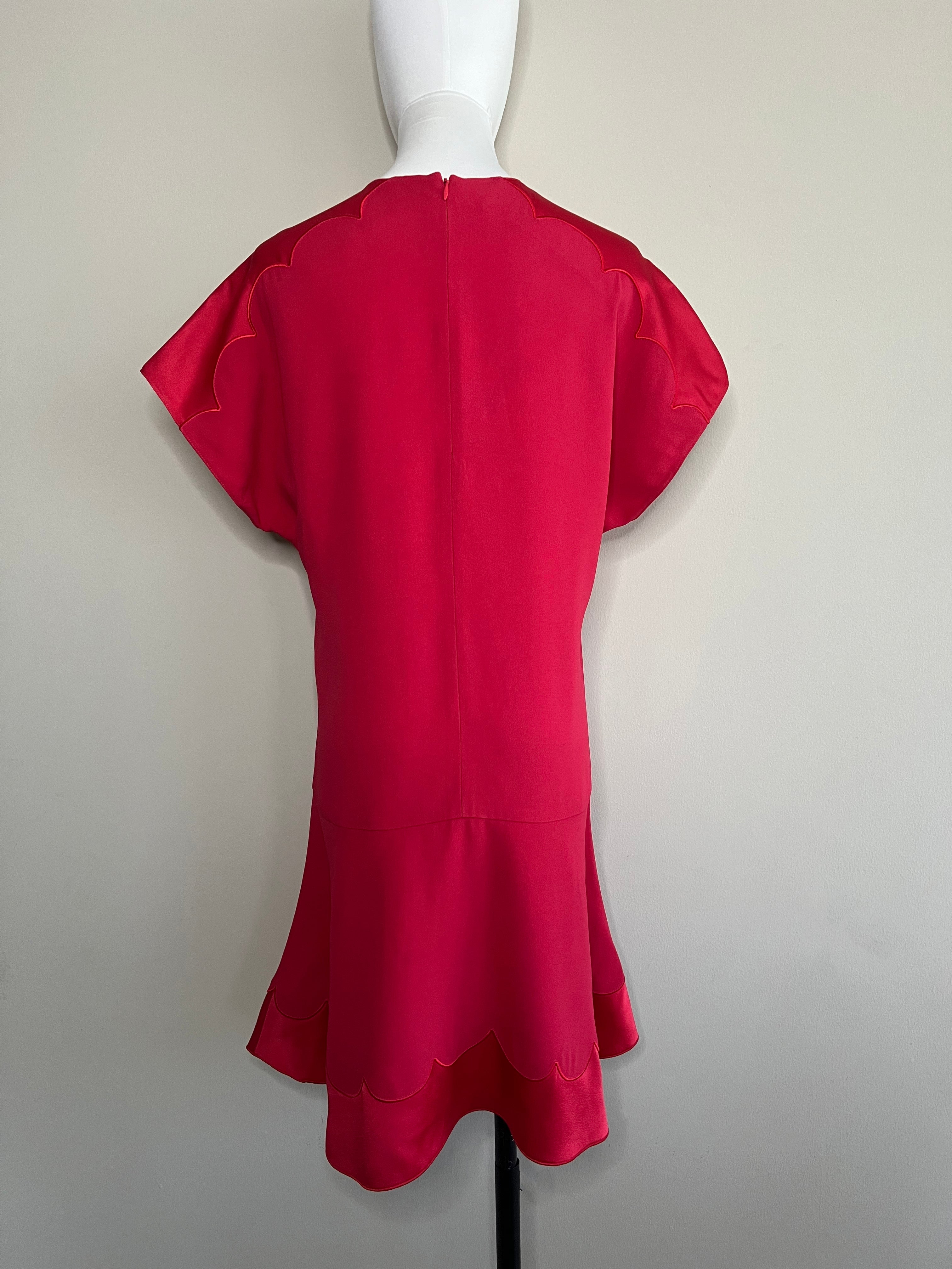 Red mini dress with bottom silk design - RED VALENTINO