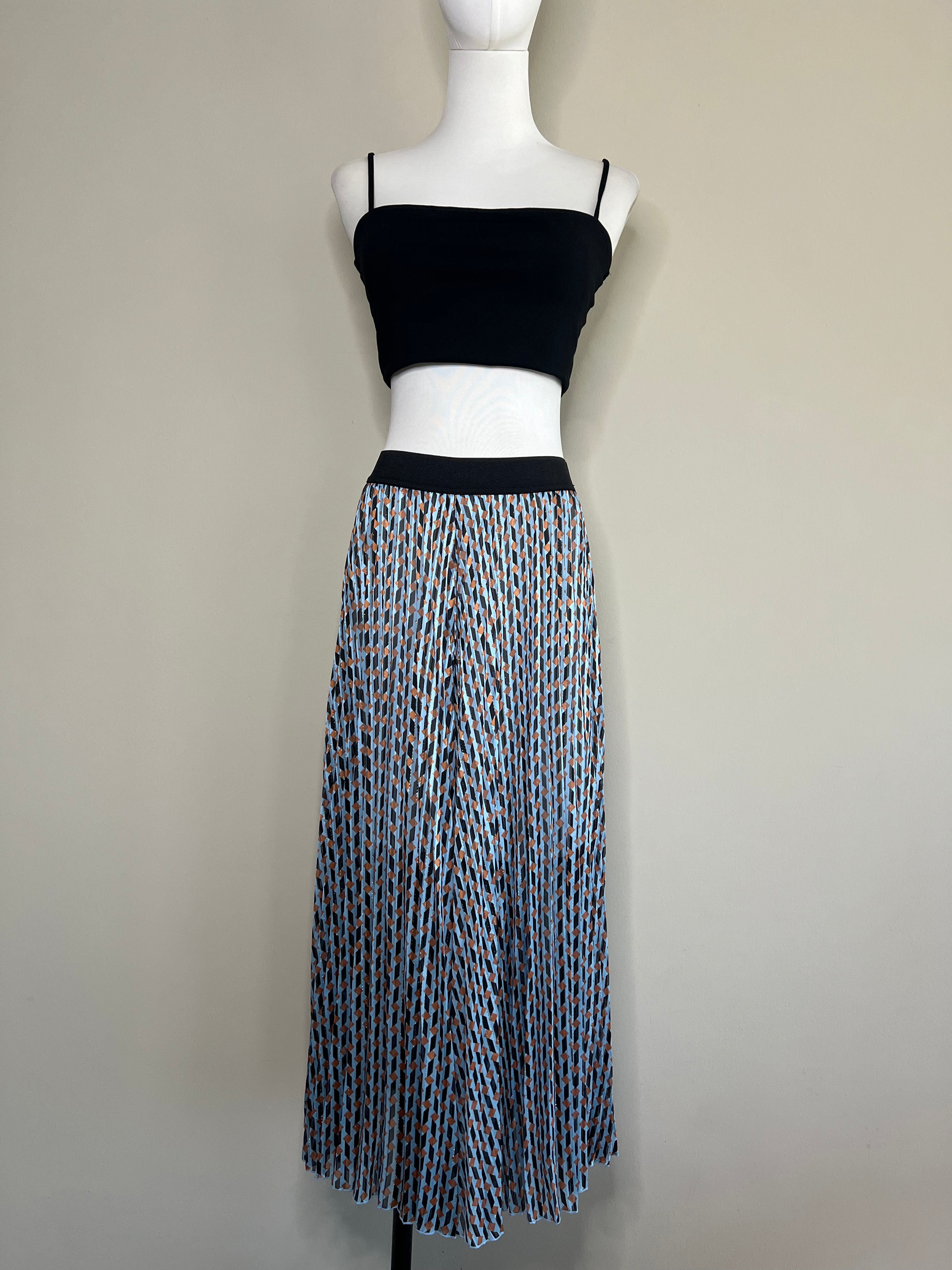 BRAND NEW!! Geometric Pleated Maxi skirt in Grey - MAJE