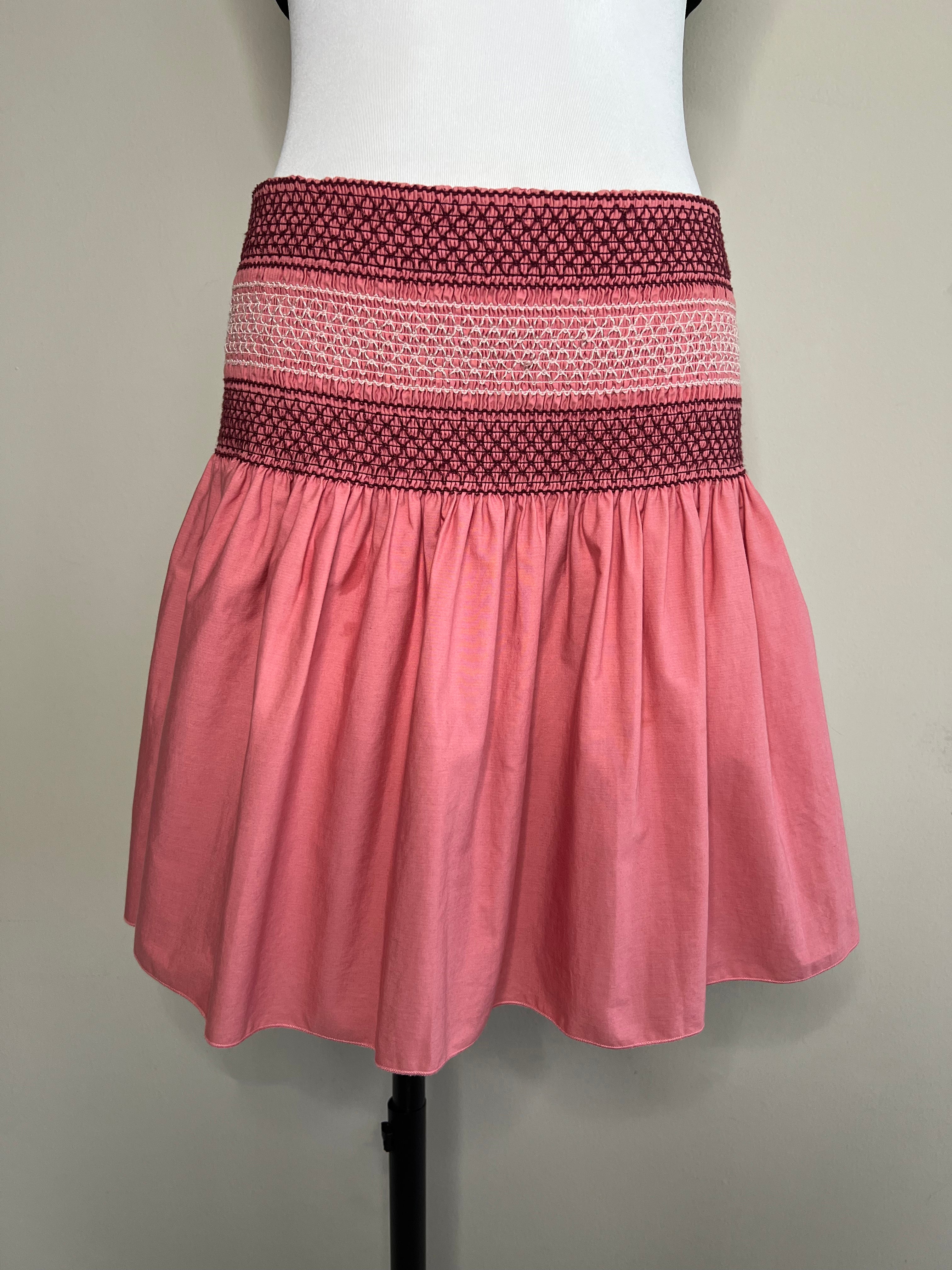 Pink linen cotton garterized mini skirt - SEE BY CHLOE