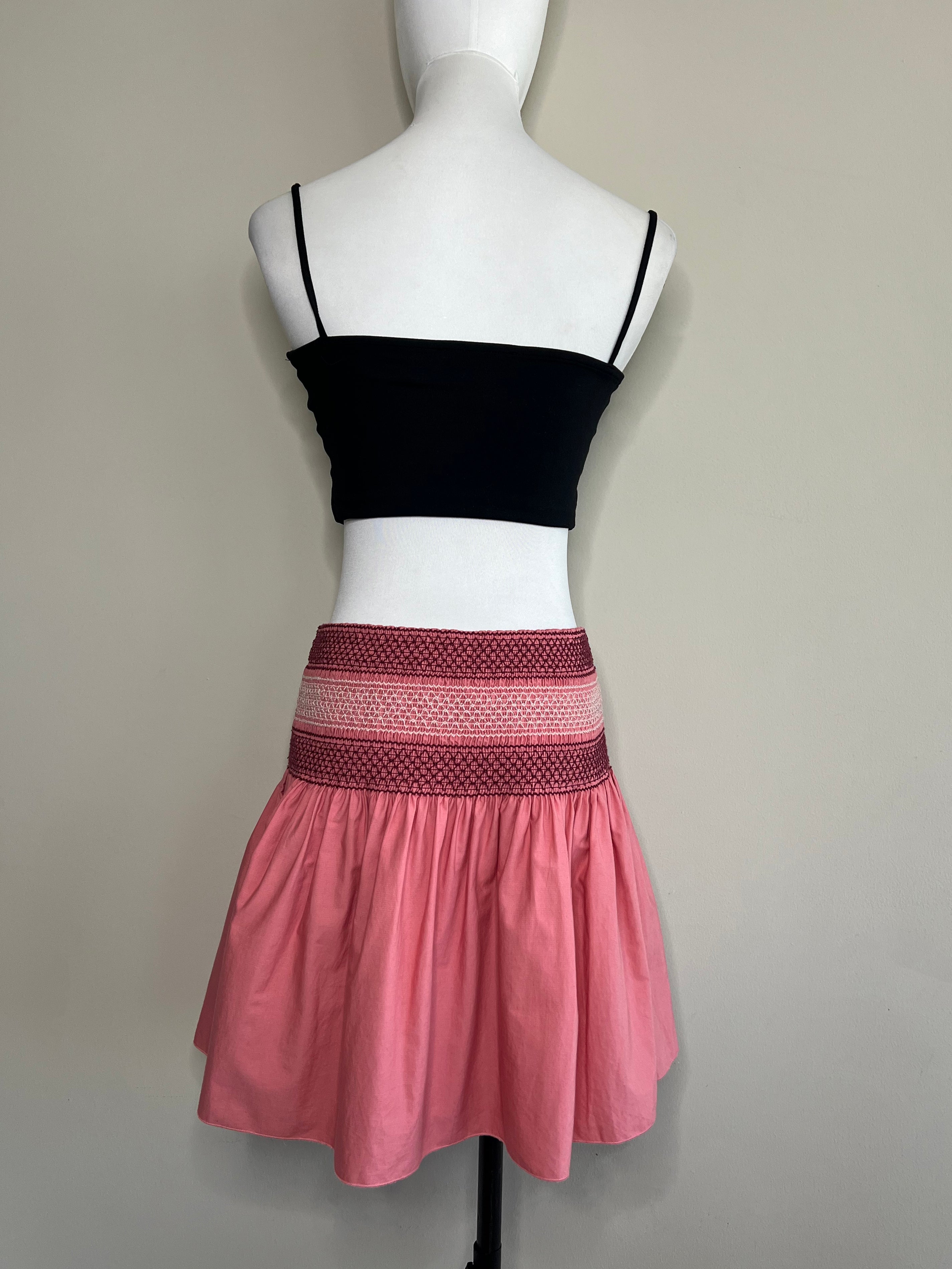 Pink linen cotton garterized mini skirt - SEE BY CHLOE