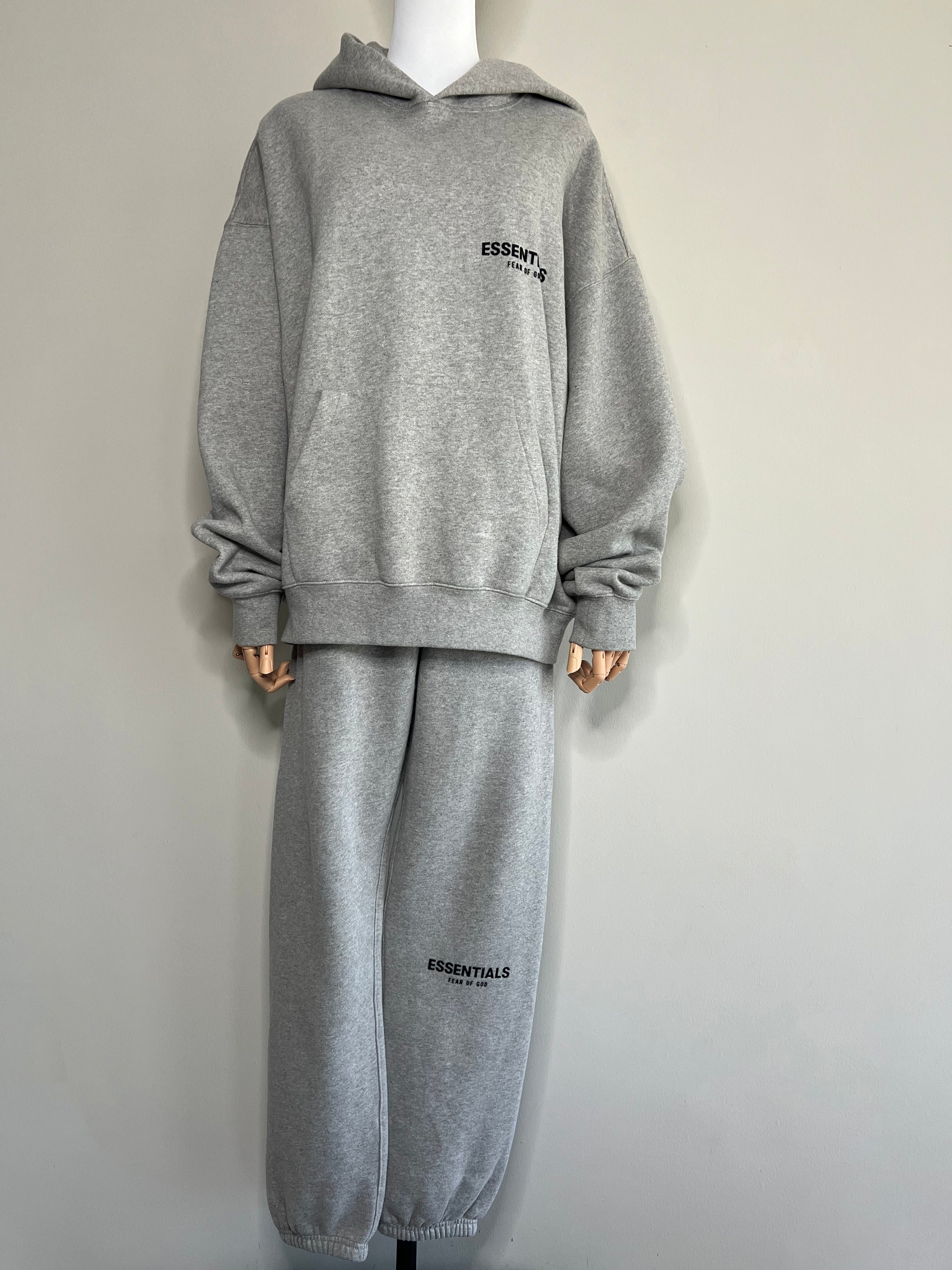 A Set of grey hoodie in fleece - FEAR OF GOD ESSENTIALS