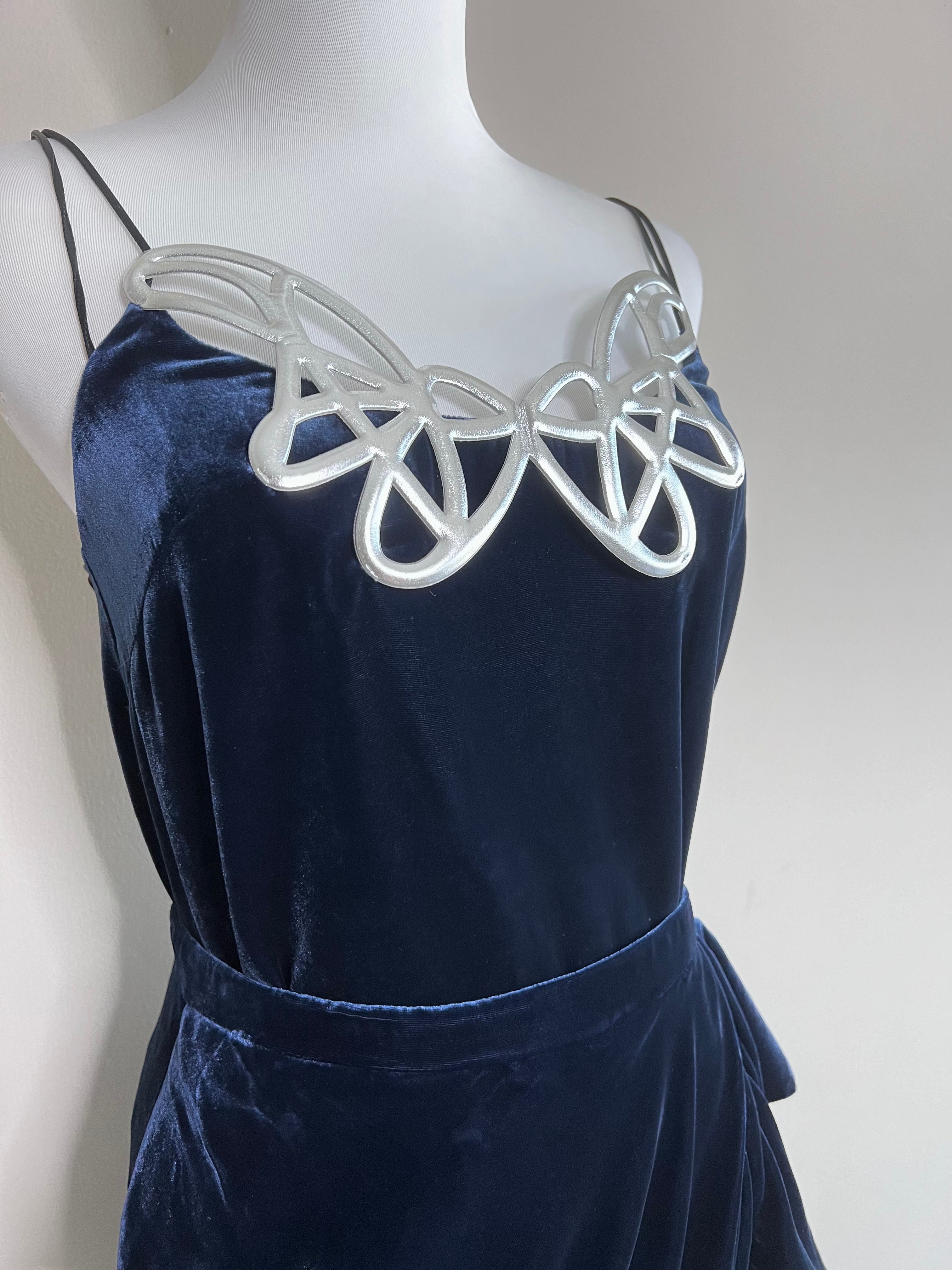 A set of Navy blue velvet skirt and sleeveless tops - PINKO