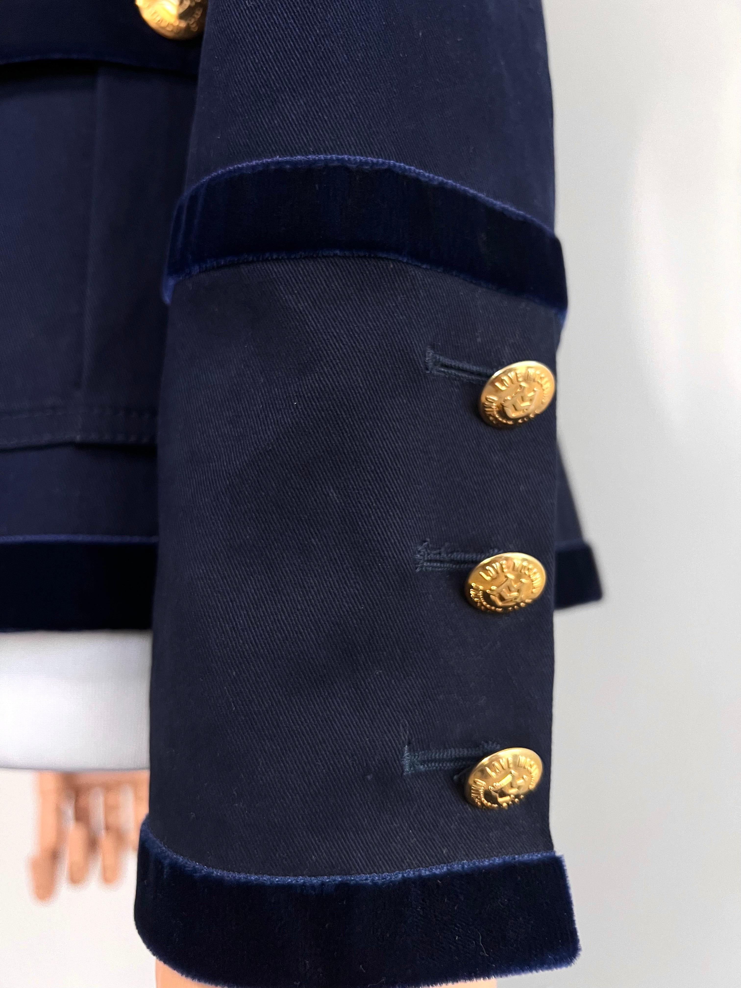 Navy blue velvet with gold bottons Blazer - LOVE MOSCHINO