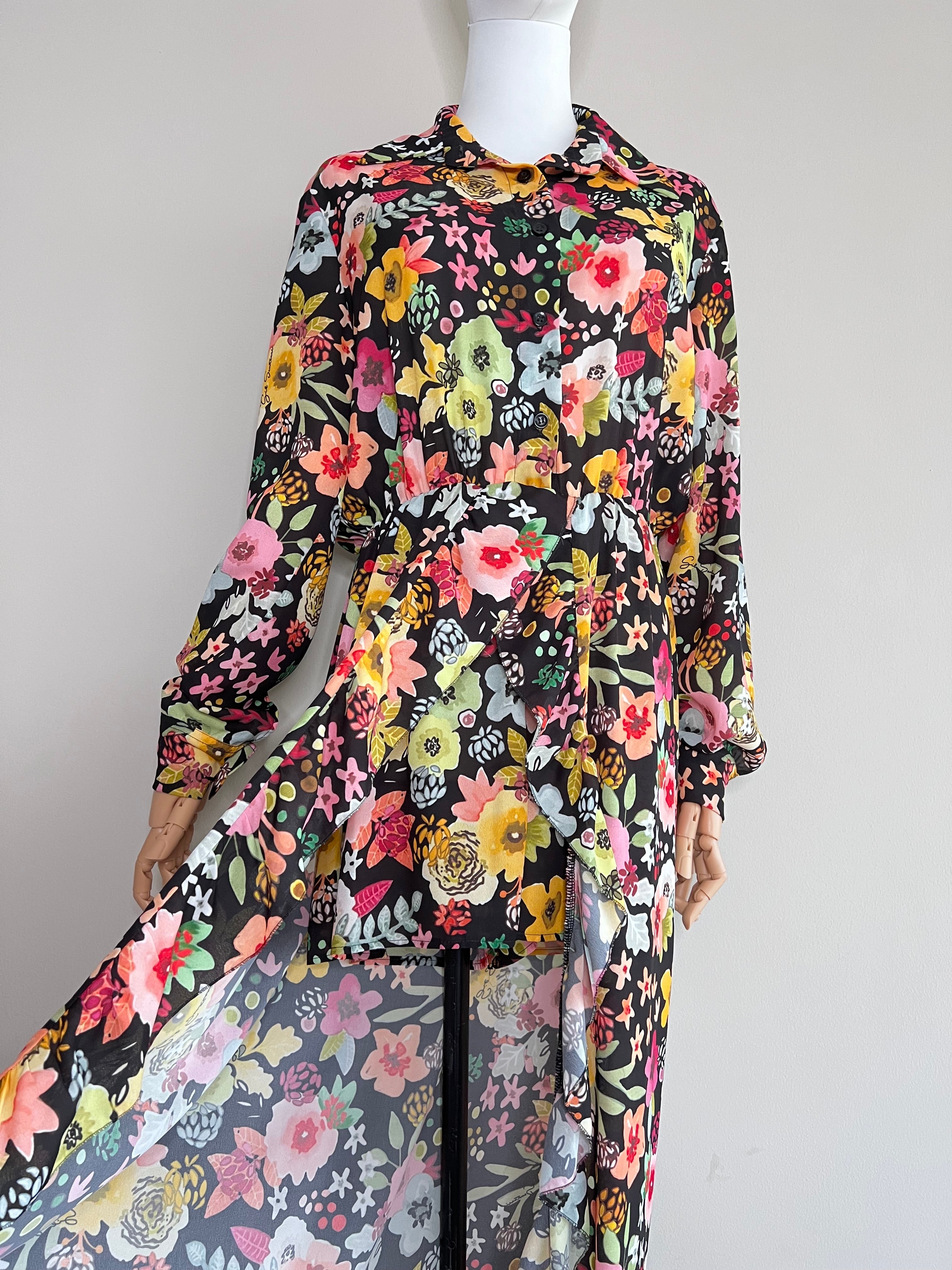 Floral Maxi dress with inside shorts and slit - GIL SANTUCCI