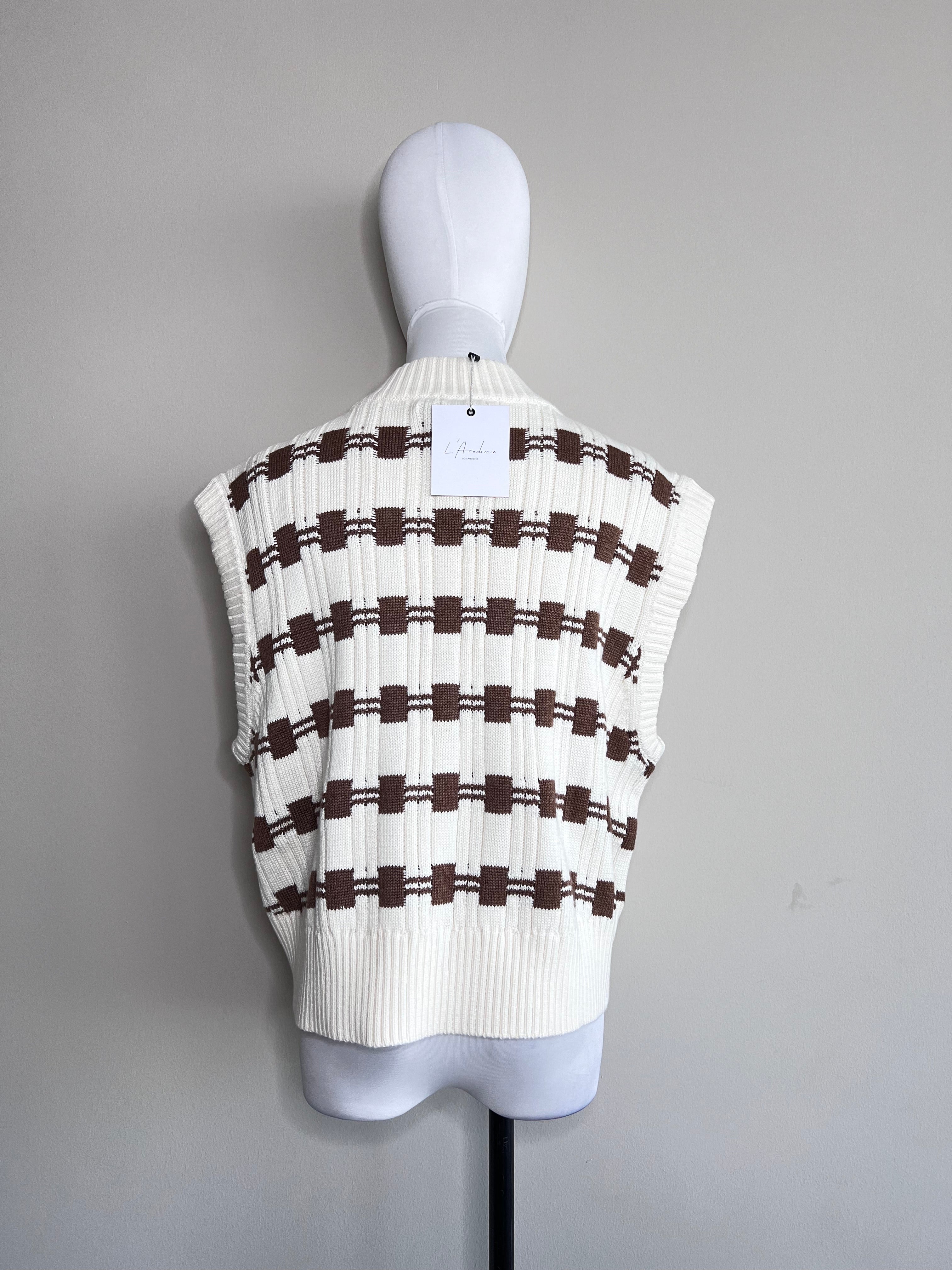 White brown cross wool vest - L'ACADEMIE