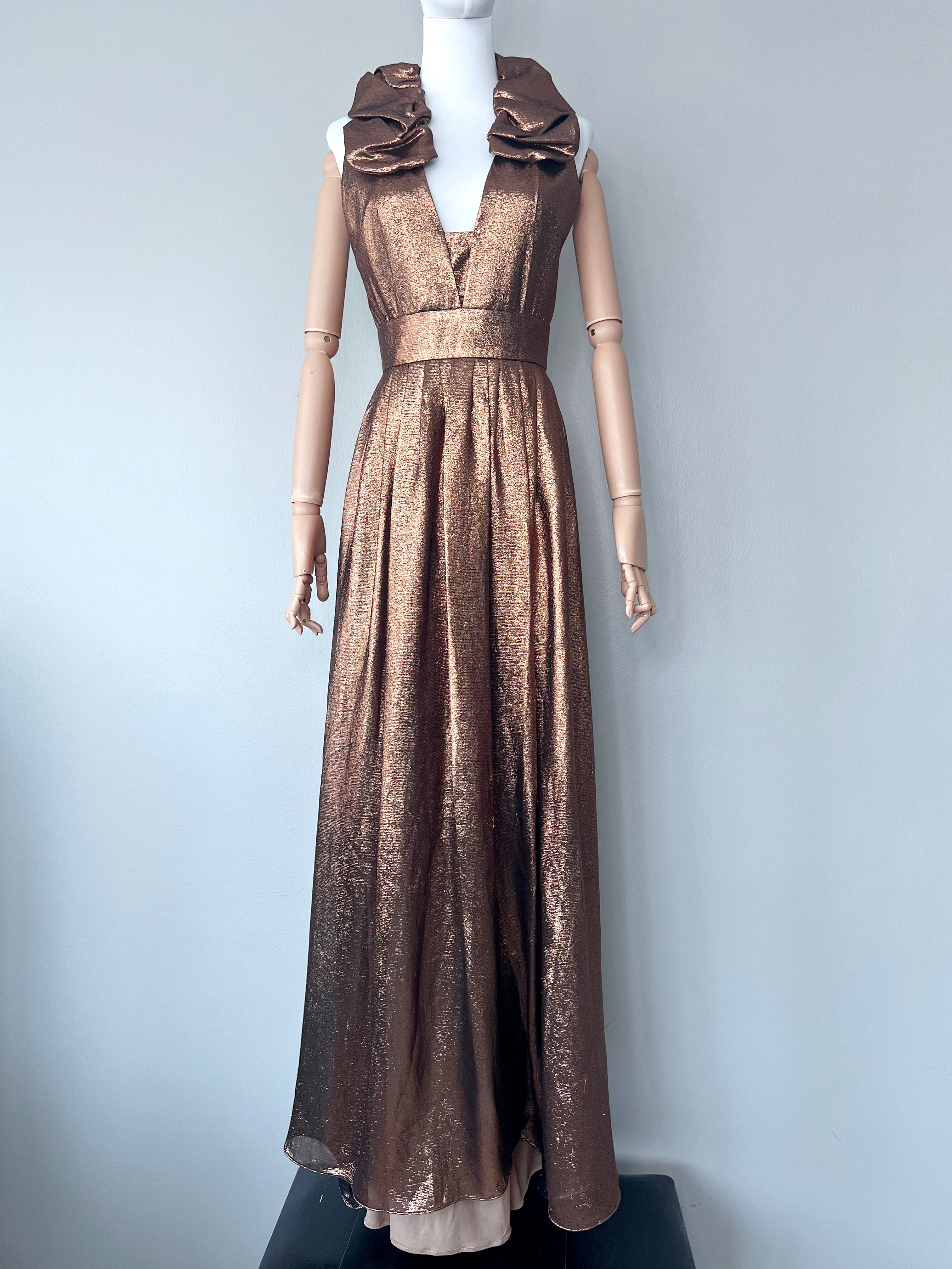 Copper Bronze Fancy Sleevless long dress - Genny
