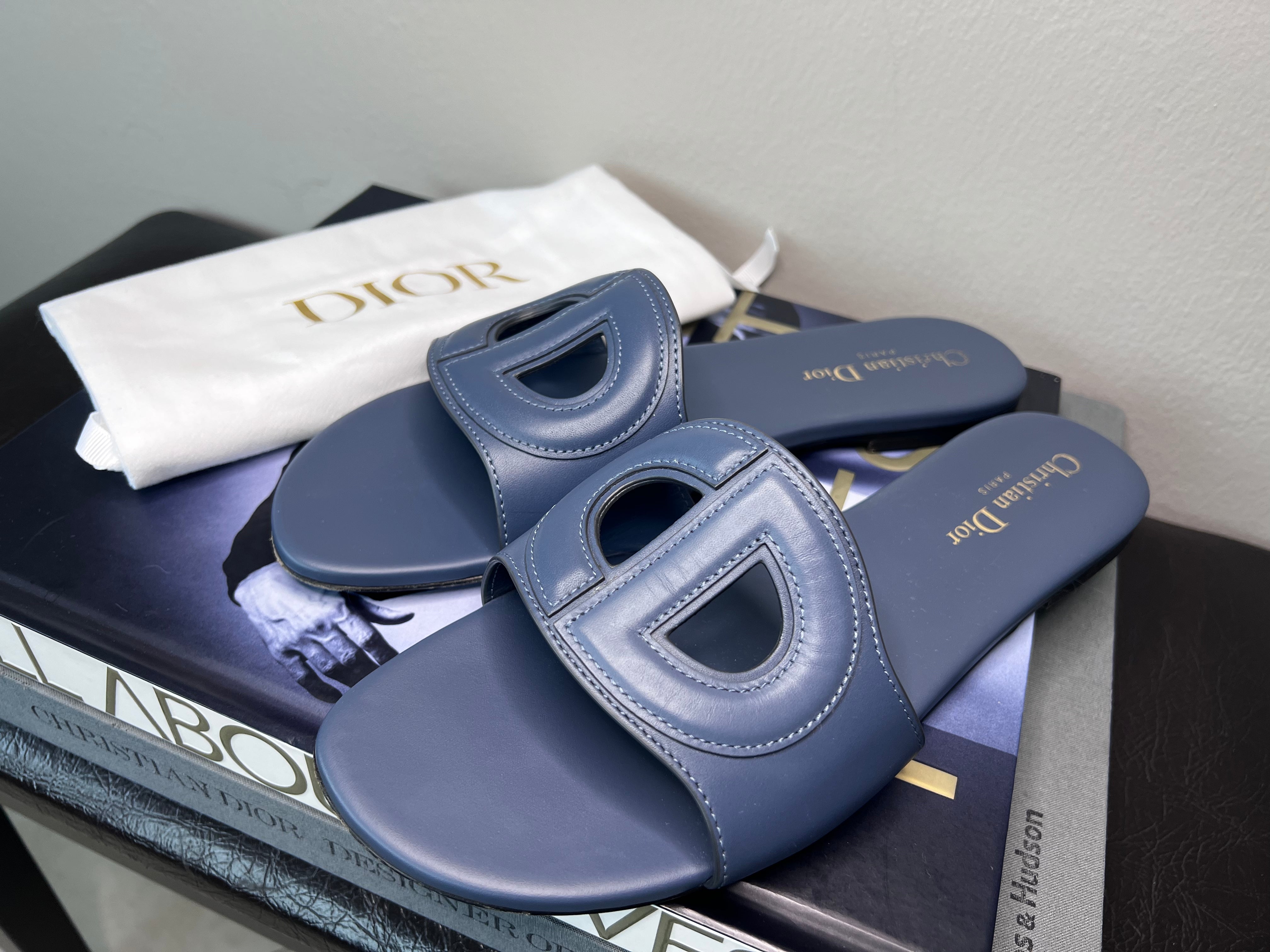 D-Club Blue leather Slide - Christian Dior