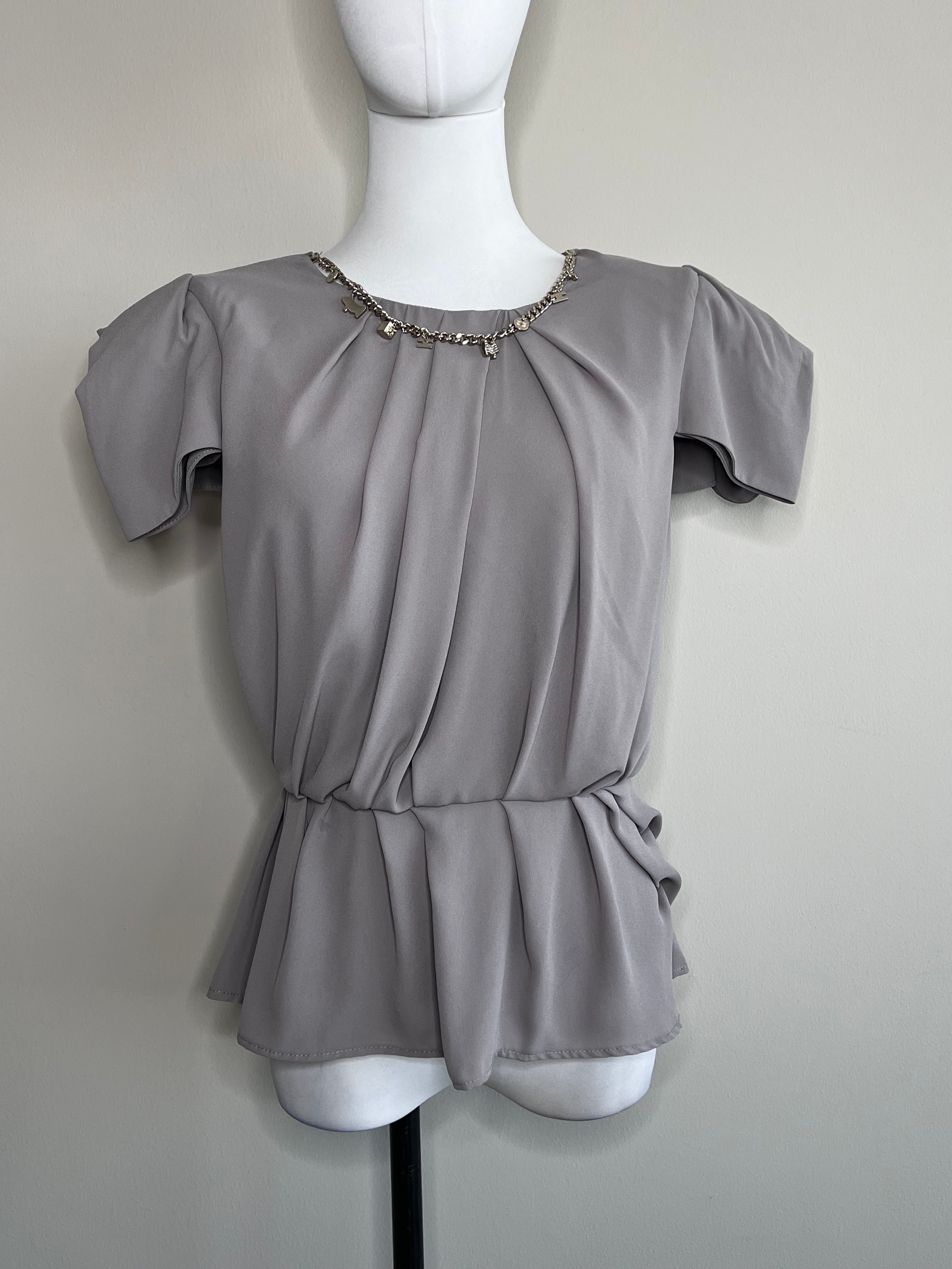 Nude grey ruched with silver necklace - ELISABETTA FRANCHI