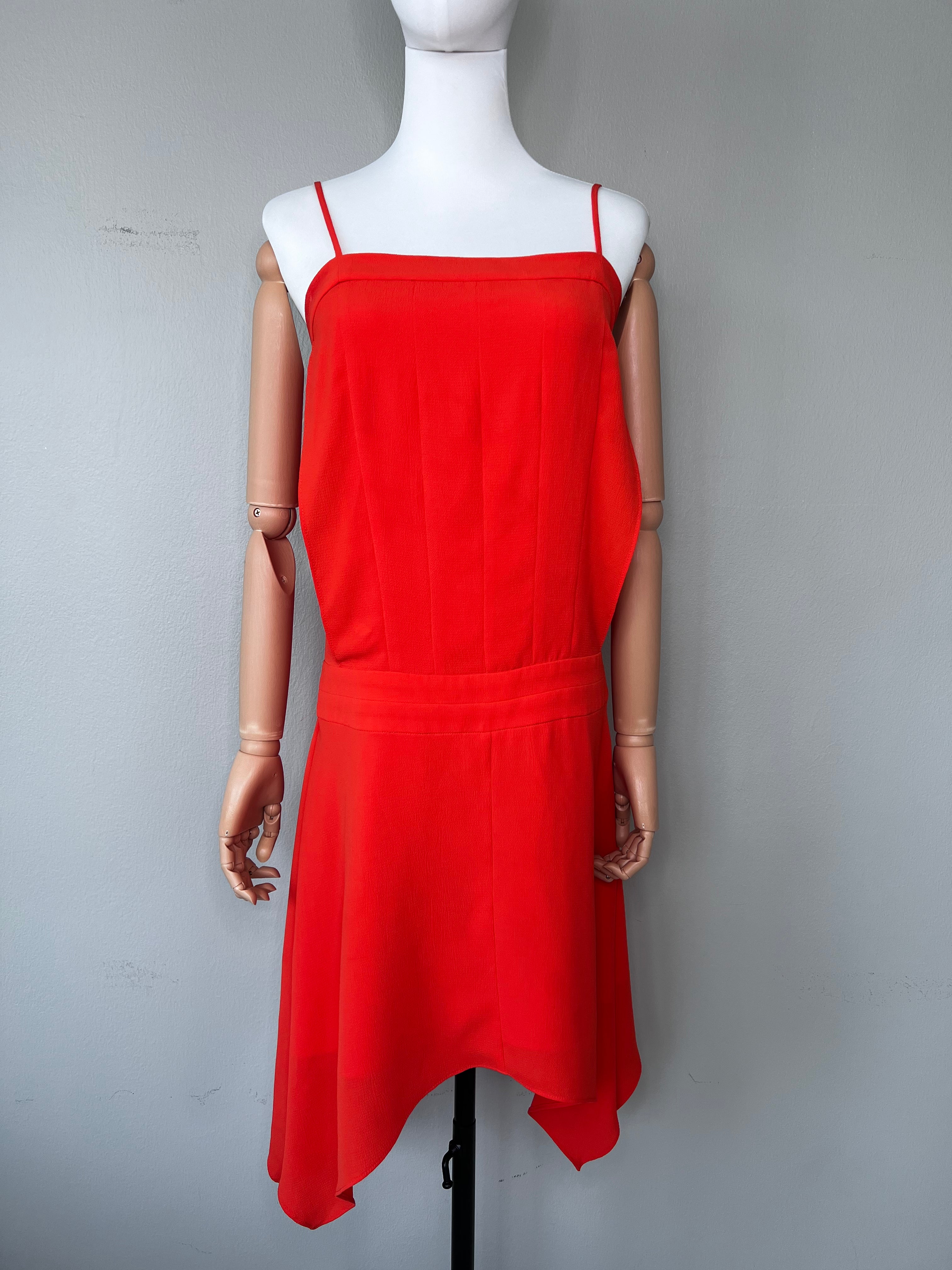 Orange-red chiffon maxi dress - SANDRO