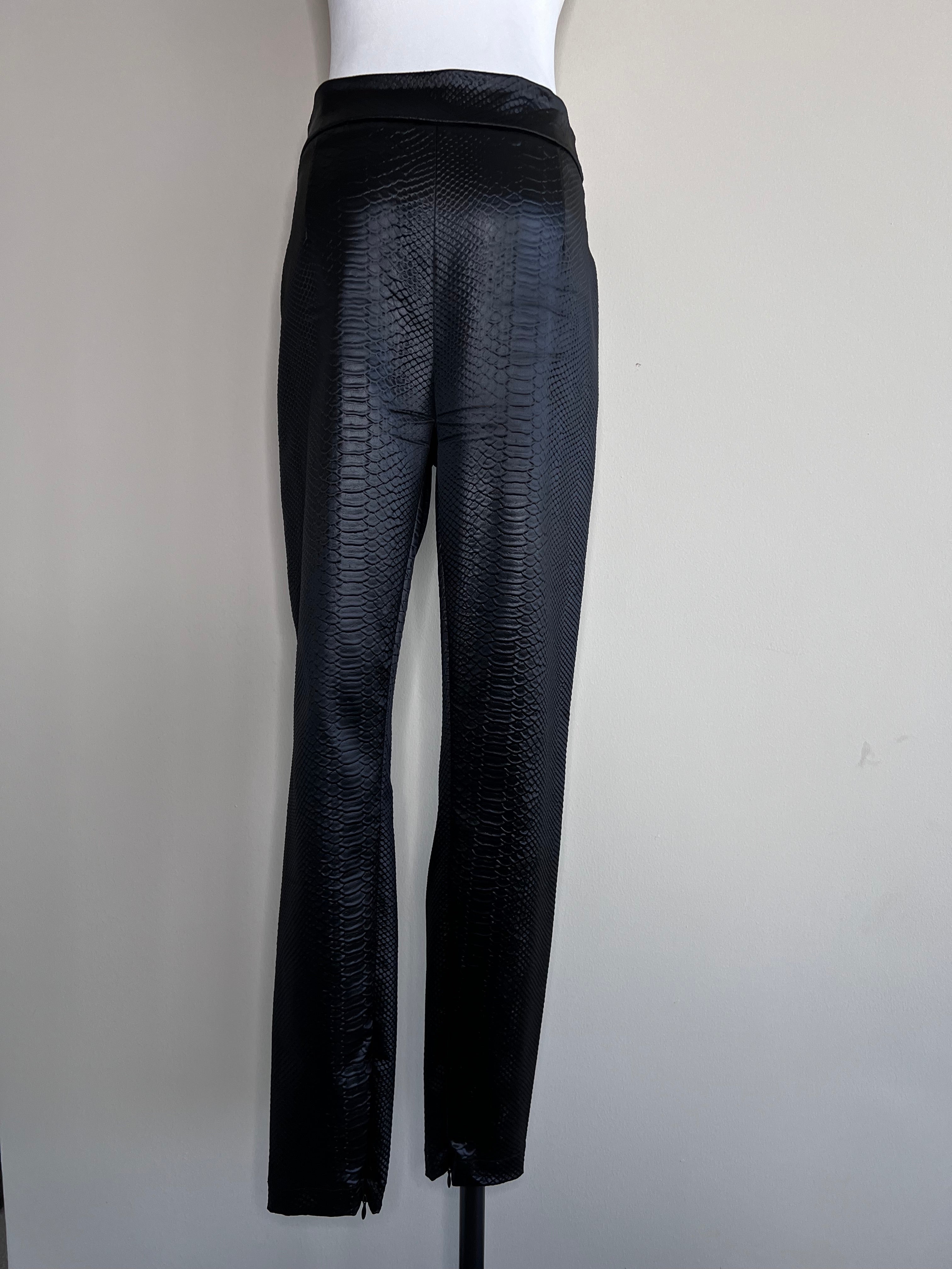 Black animal leather skinny zip pants - ELISABETTA FRANCHI