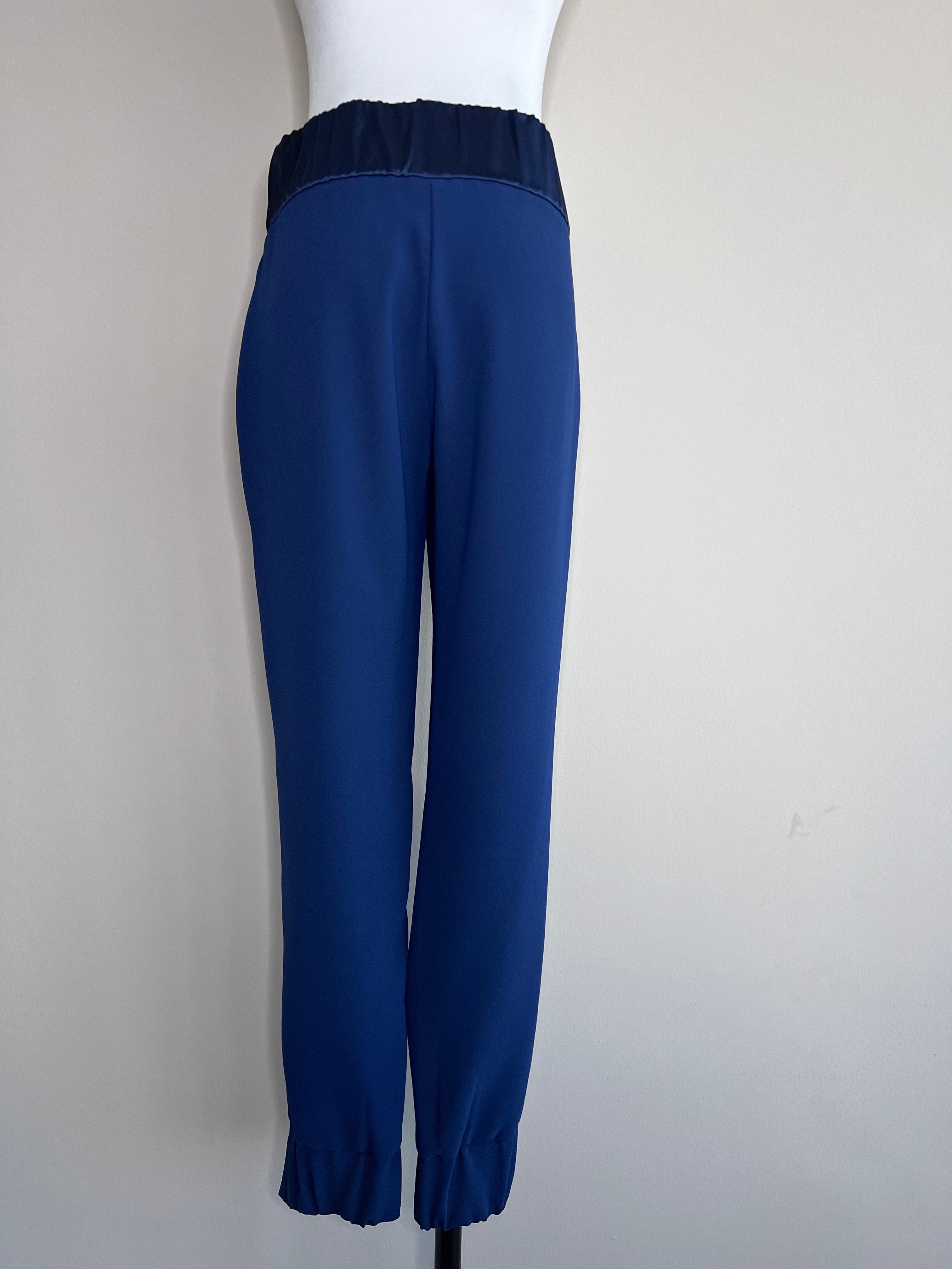 Blue Casual boot leg pants with side zip - ELISABETTA FRANCHI