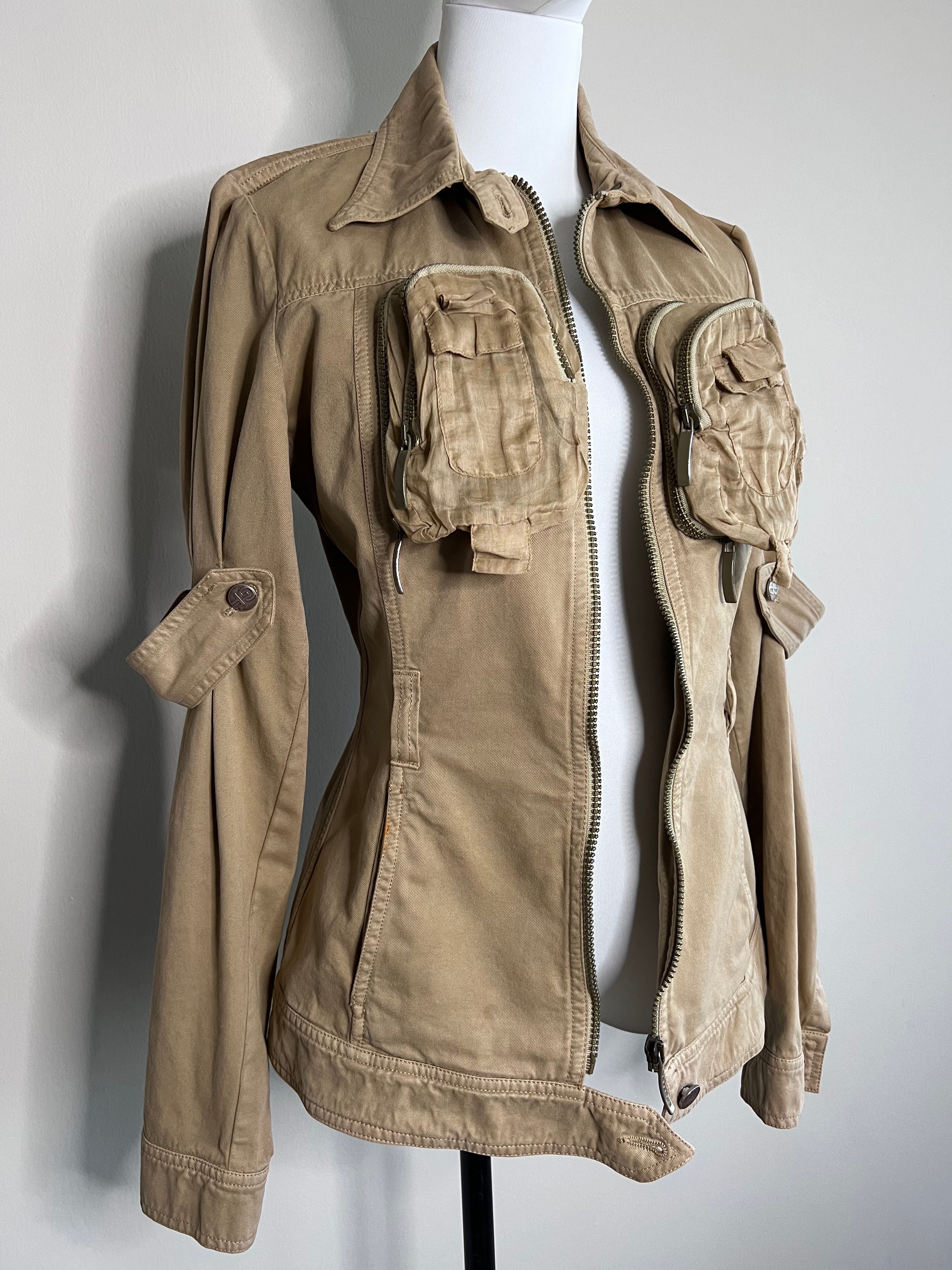 Brown pocket army style denim jacket - GF FERRE