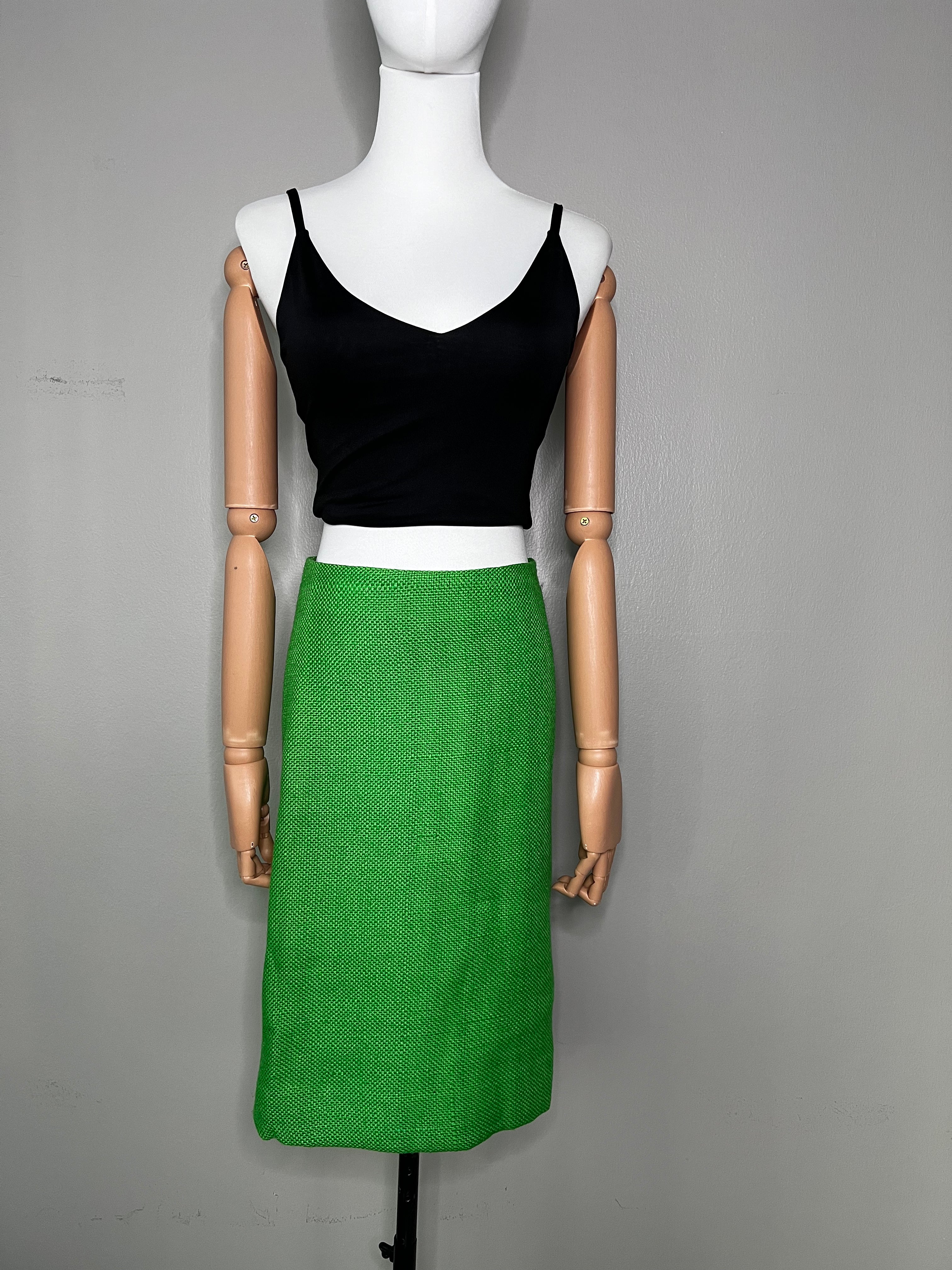 Bright green tweed pencil skirt - MARNI
