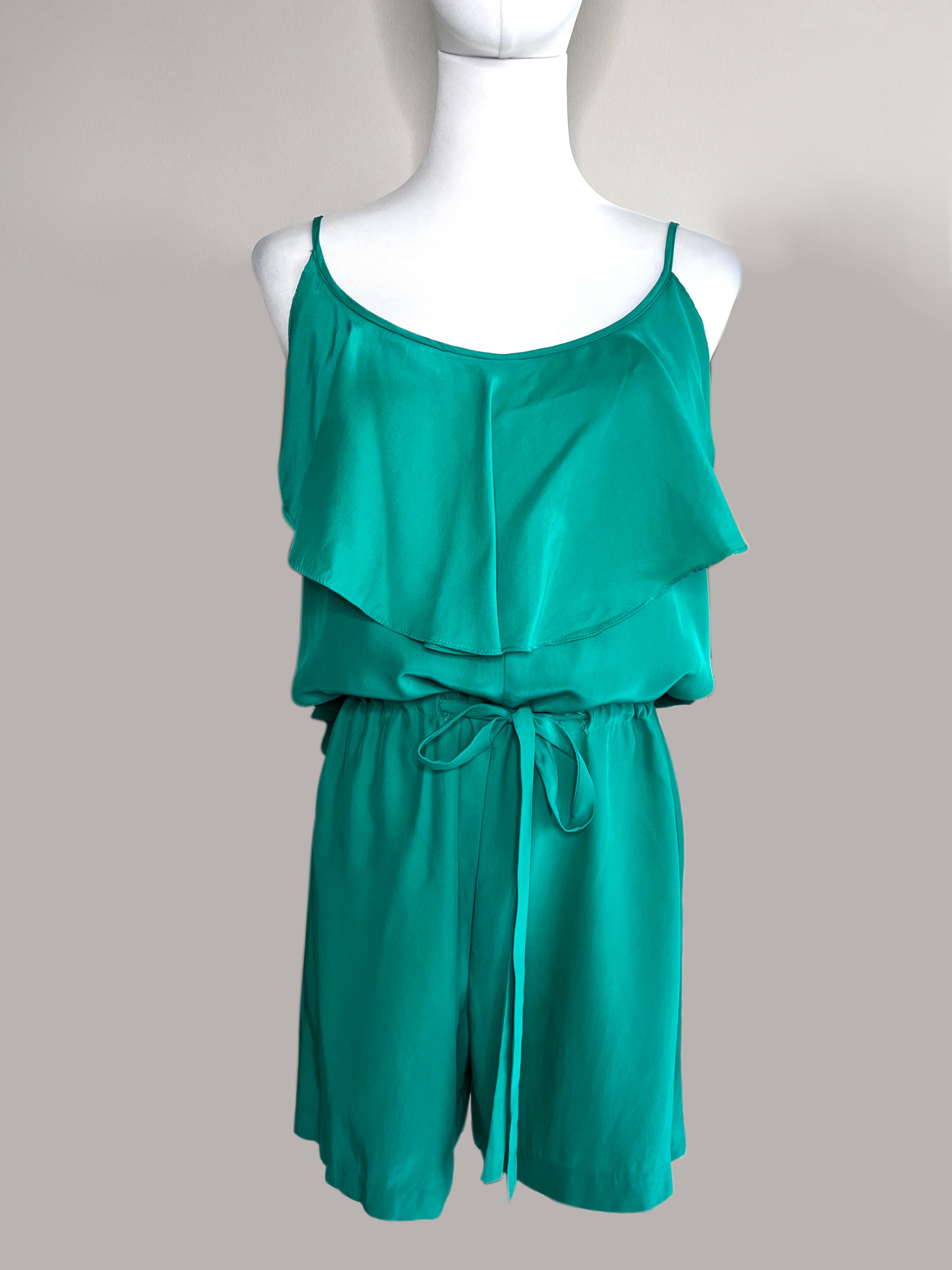 Green strappy layered playsuit short jumpsuits - AKA