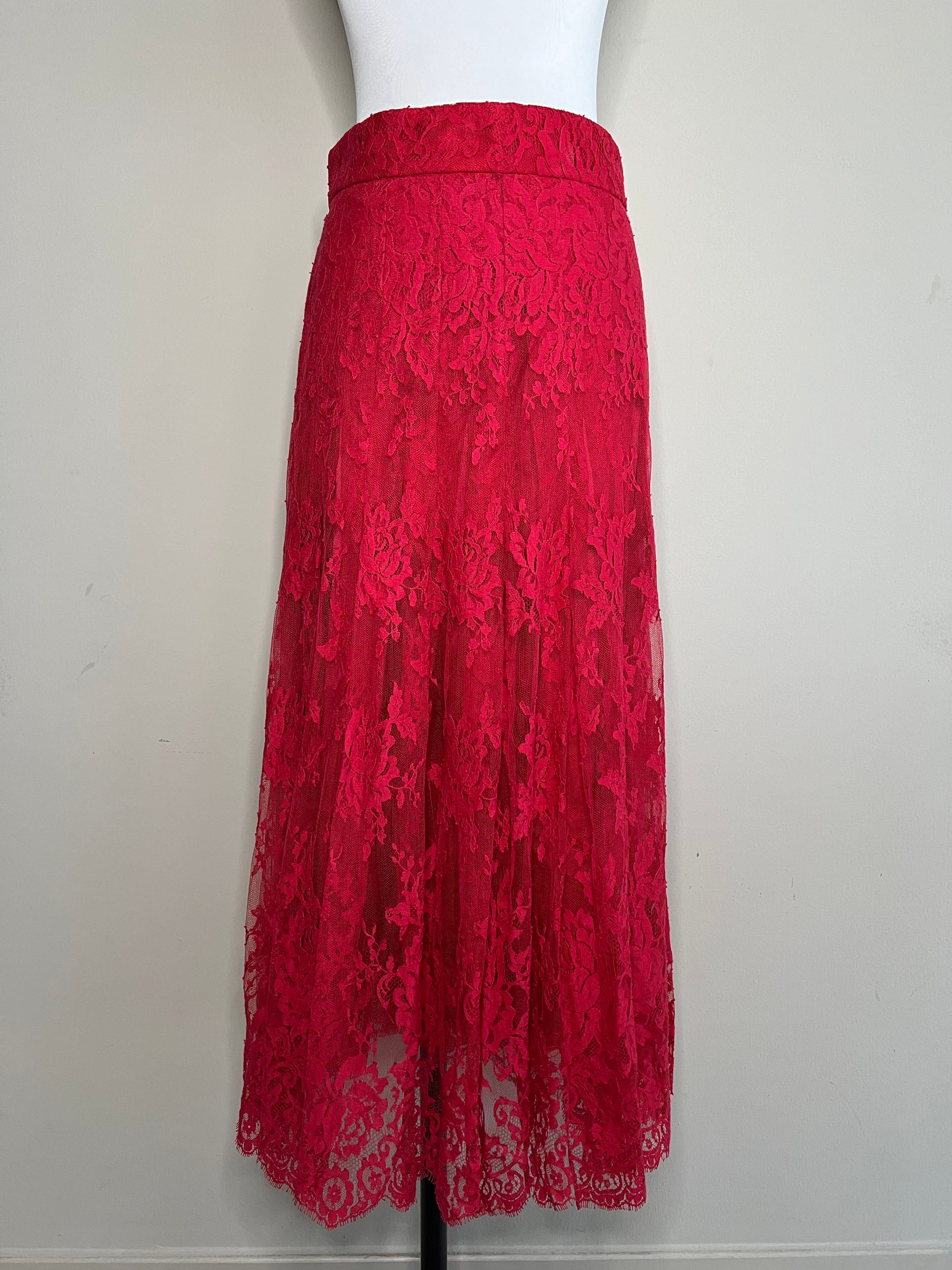 BRAND NEW!! Red long chantilly lace skirt - DOLCE & GABBANA