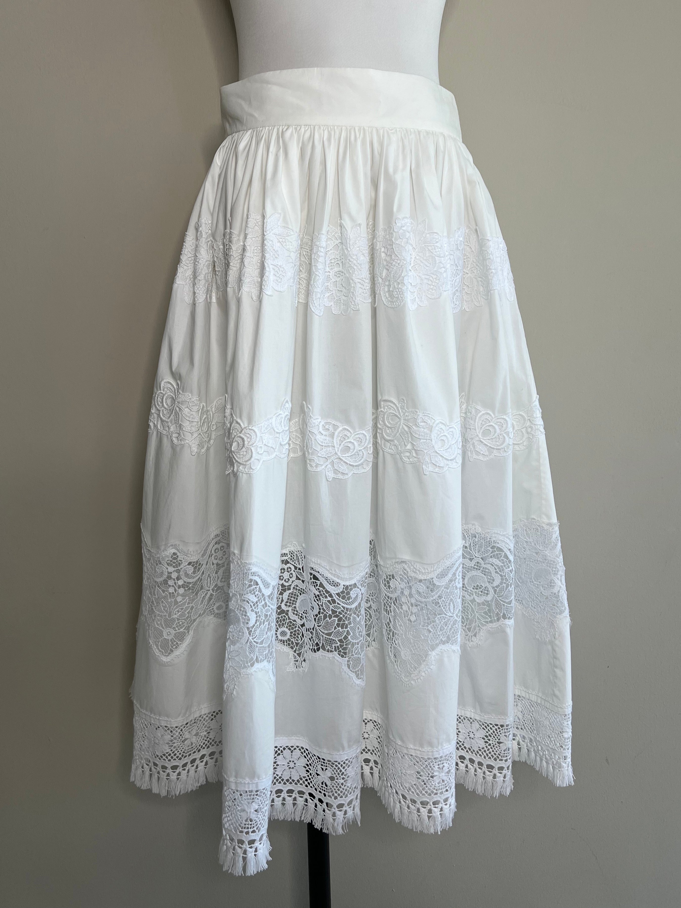 BRAND NEW!! White Embroidered Midi Skirt - DOLCE & GABBANA