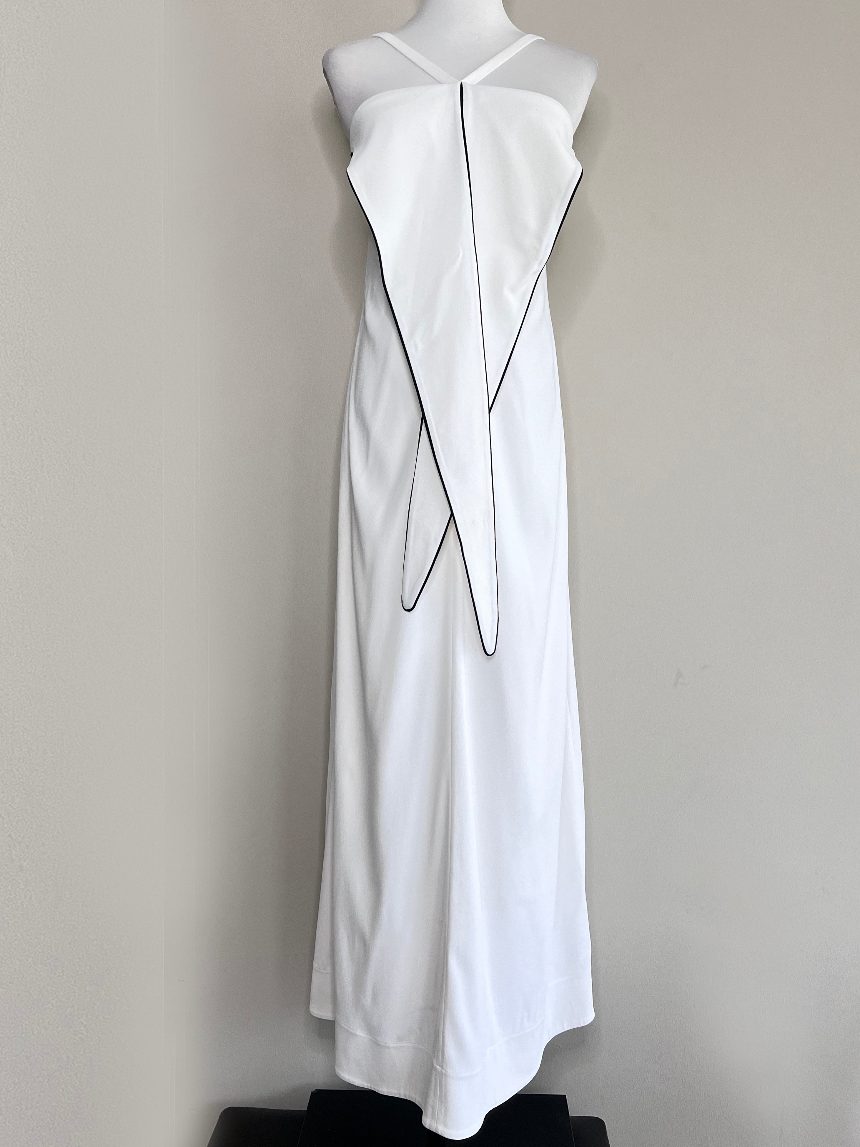 White Drape Detail Stretch Jersey Dress - BURBERRY