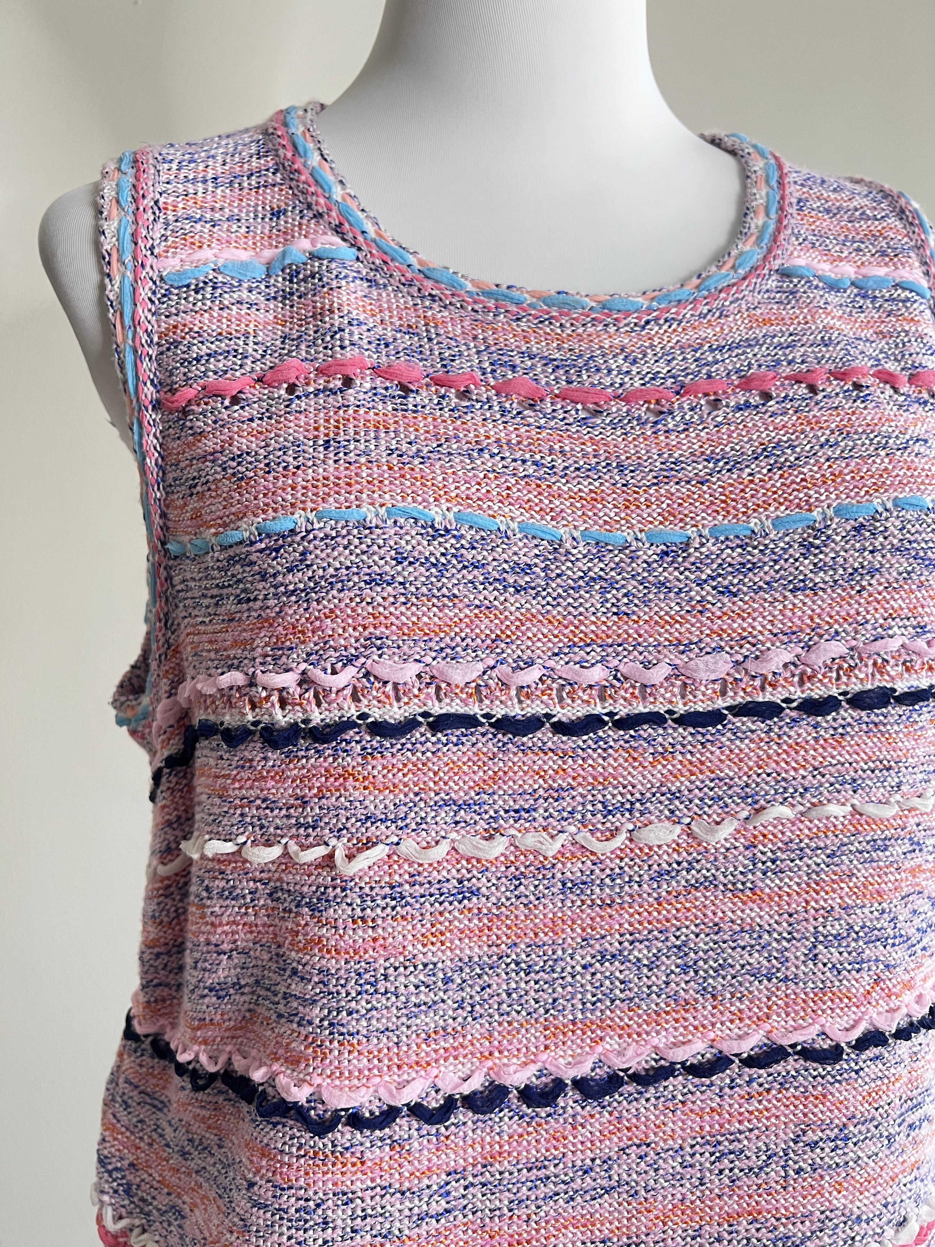 A set of Multicolor Tweed Tank Top and shorts - CHANEL