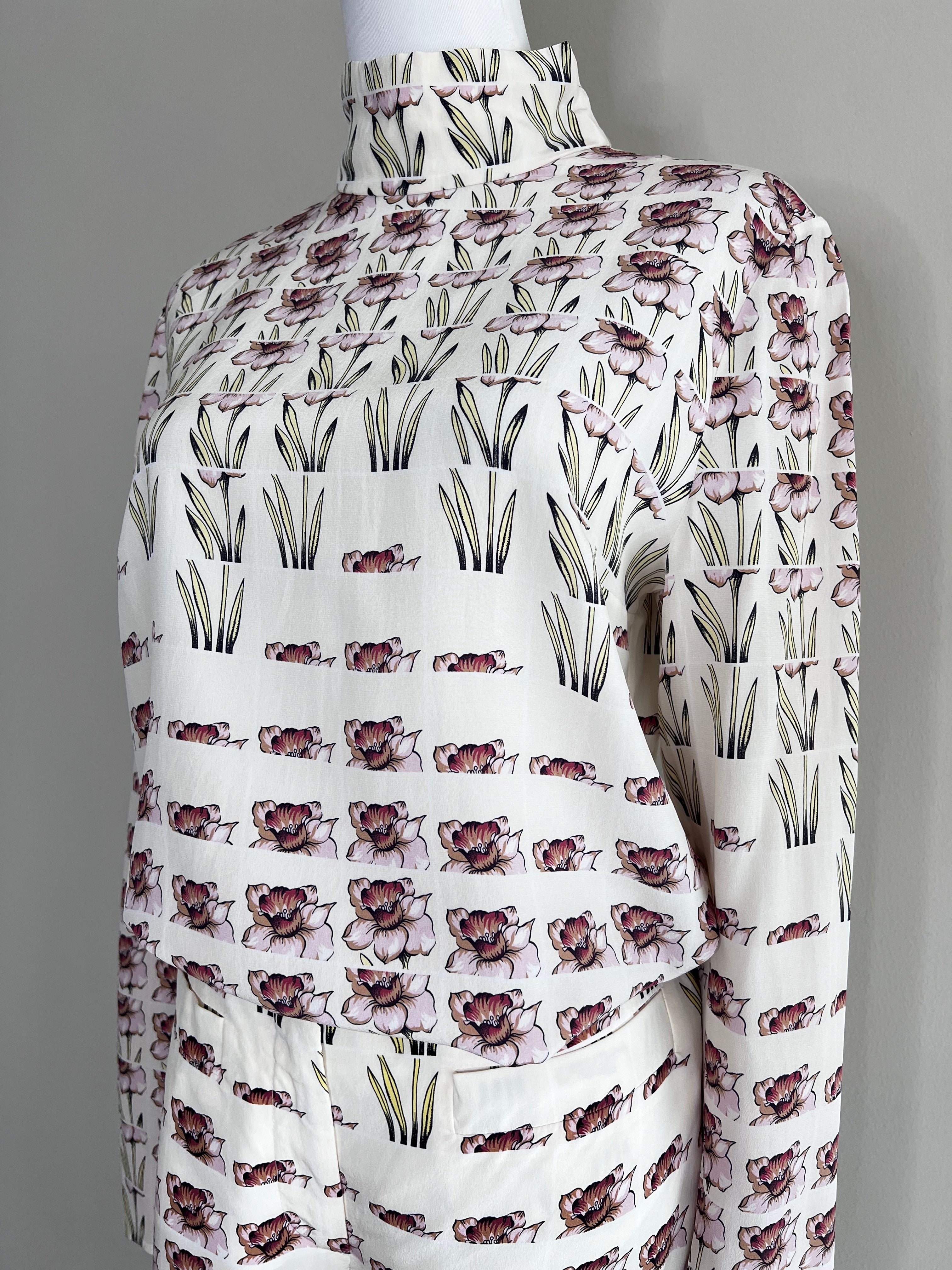 A set of White Floral Daffodil Print longwear - PRADA