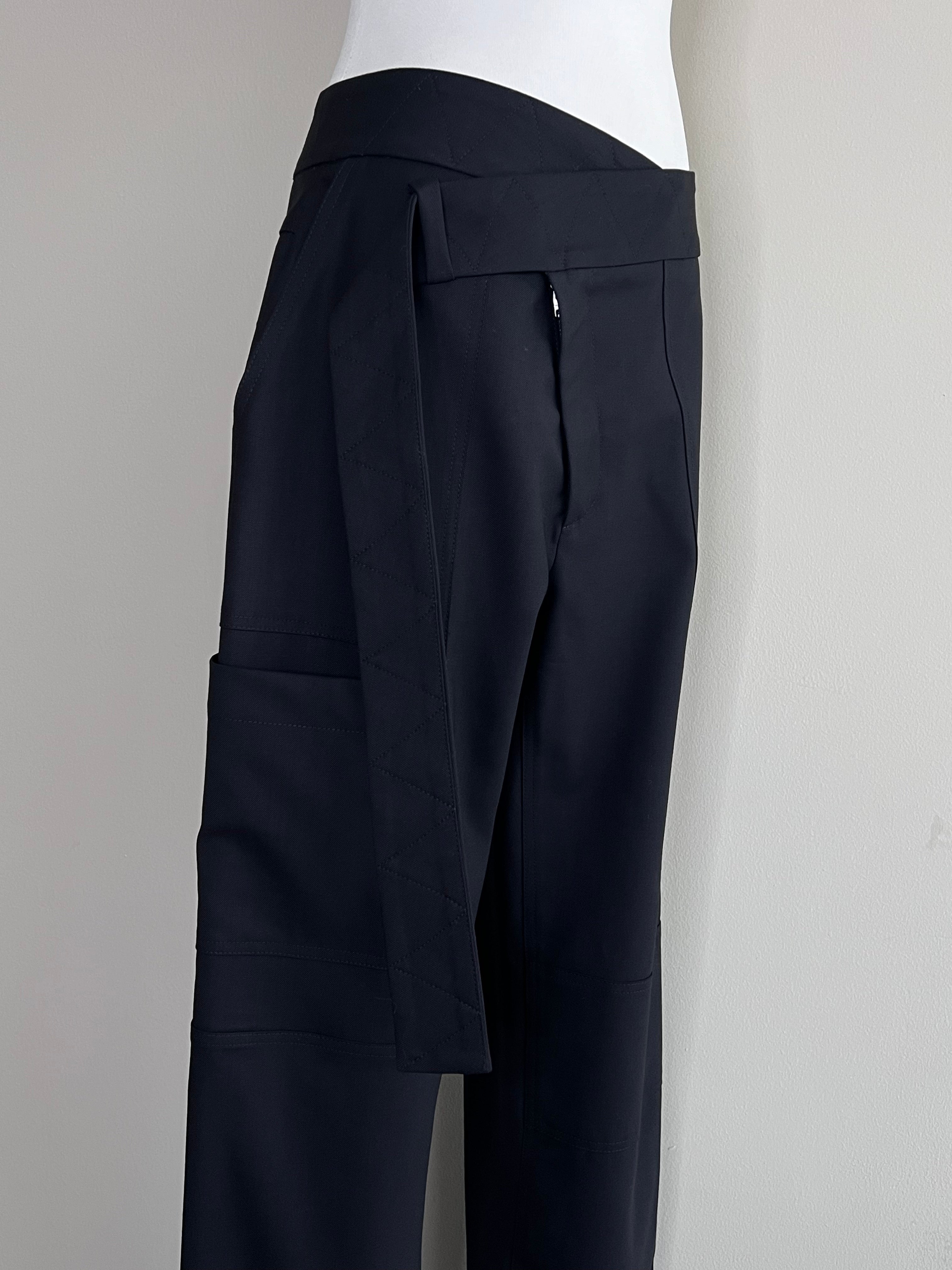 Black Asymmetric belted cargo pants - MONSE
