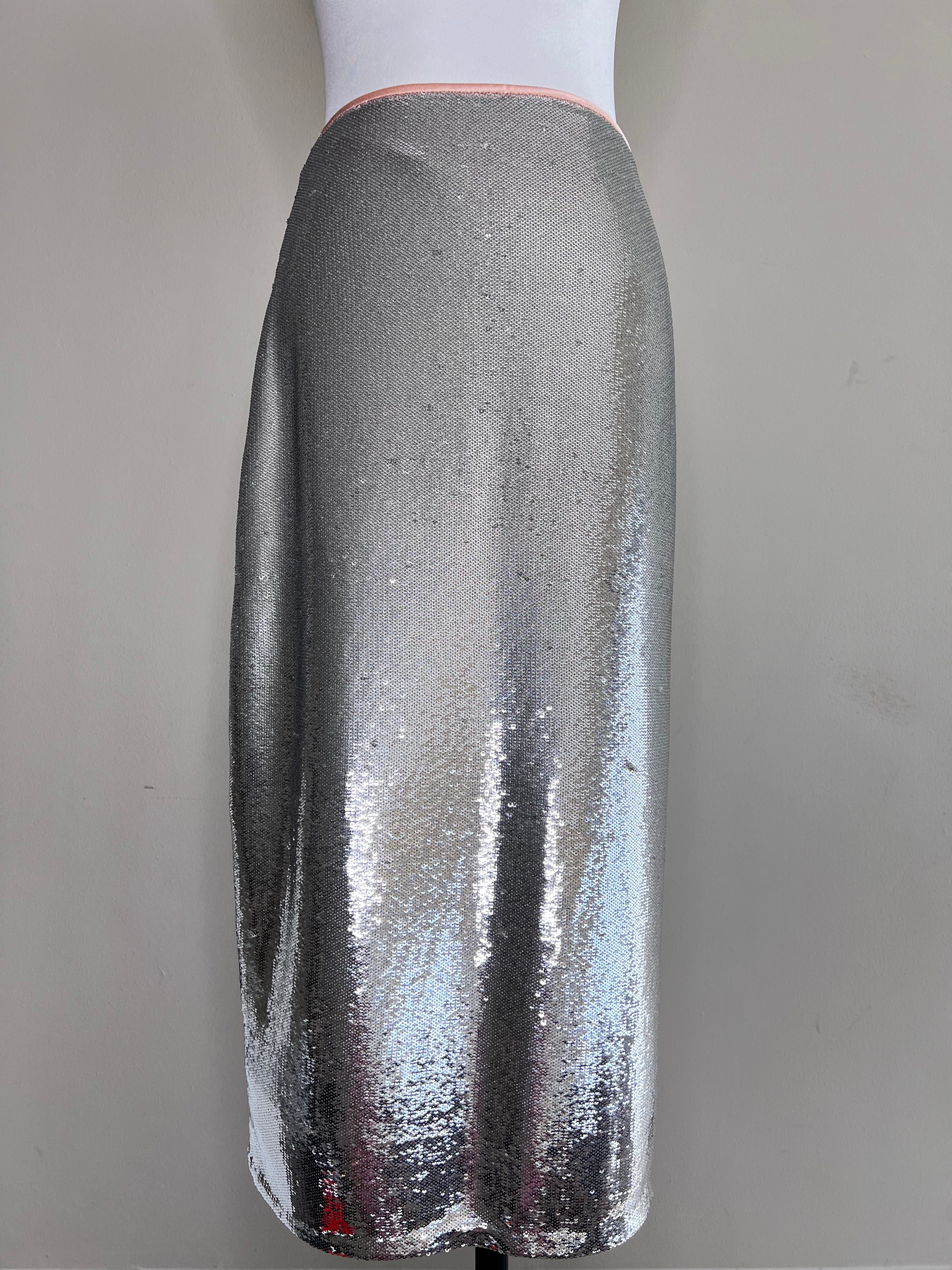 Silver sequin long skirt - DIANE VON FURSTENBERG