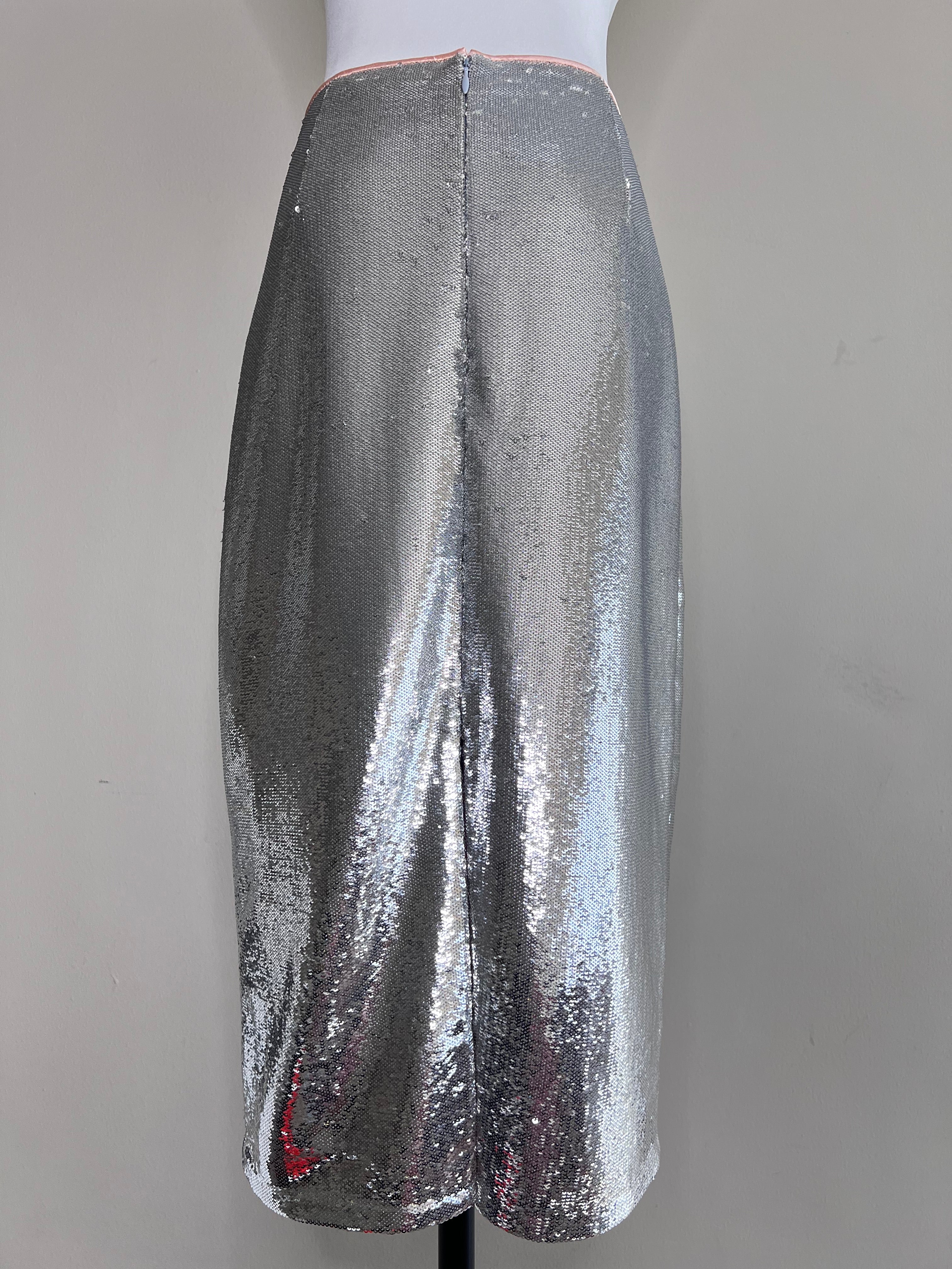 Silver sequin long skirt - DIANE VON FURSTENBERG