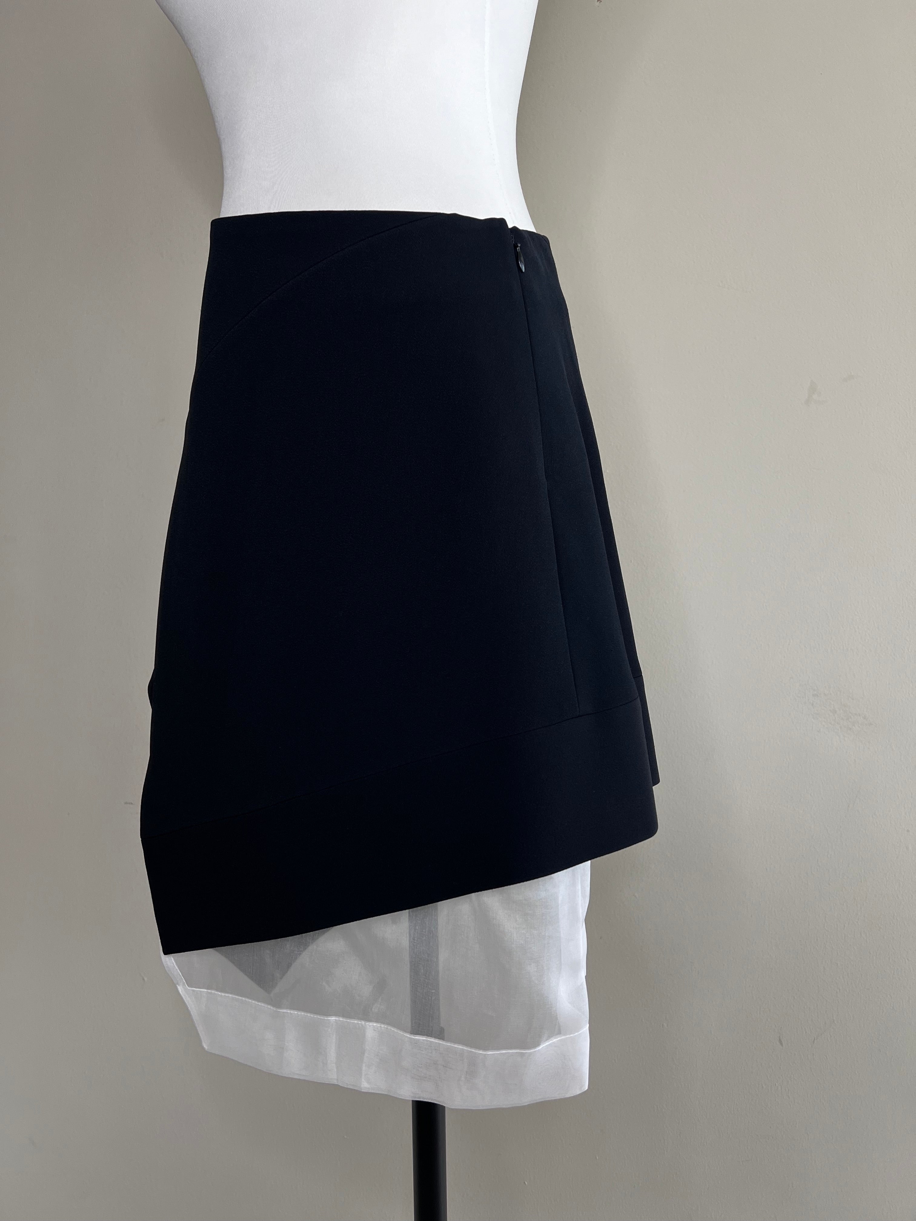 Black Asymmetric with White mesh skirt - MUGLER