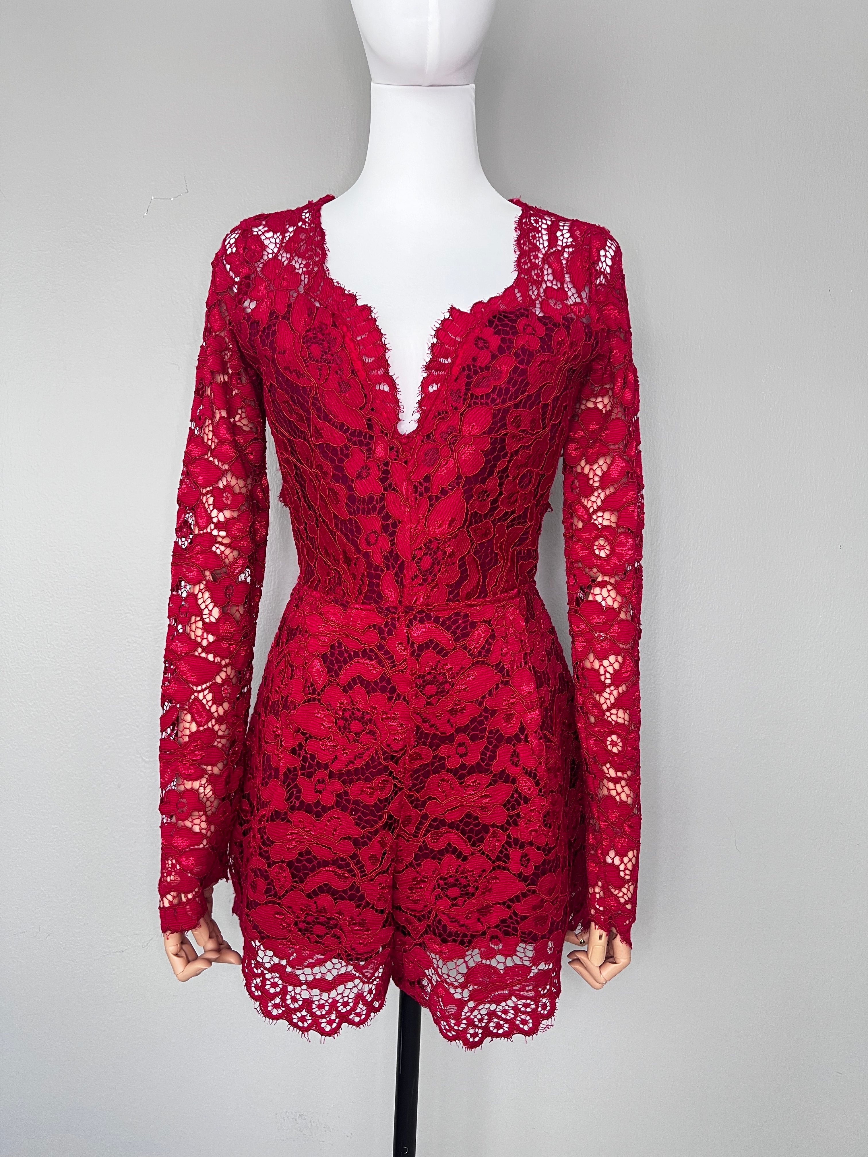 Red long sleeve lace jumpsuit - LOVERS & FRIENDS
