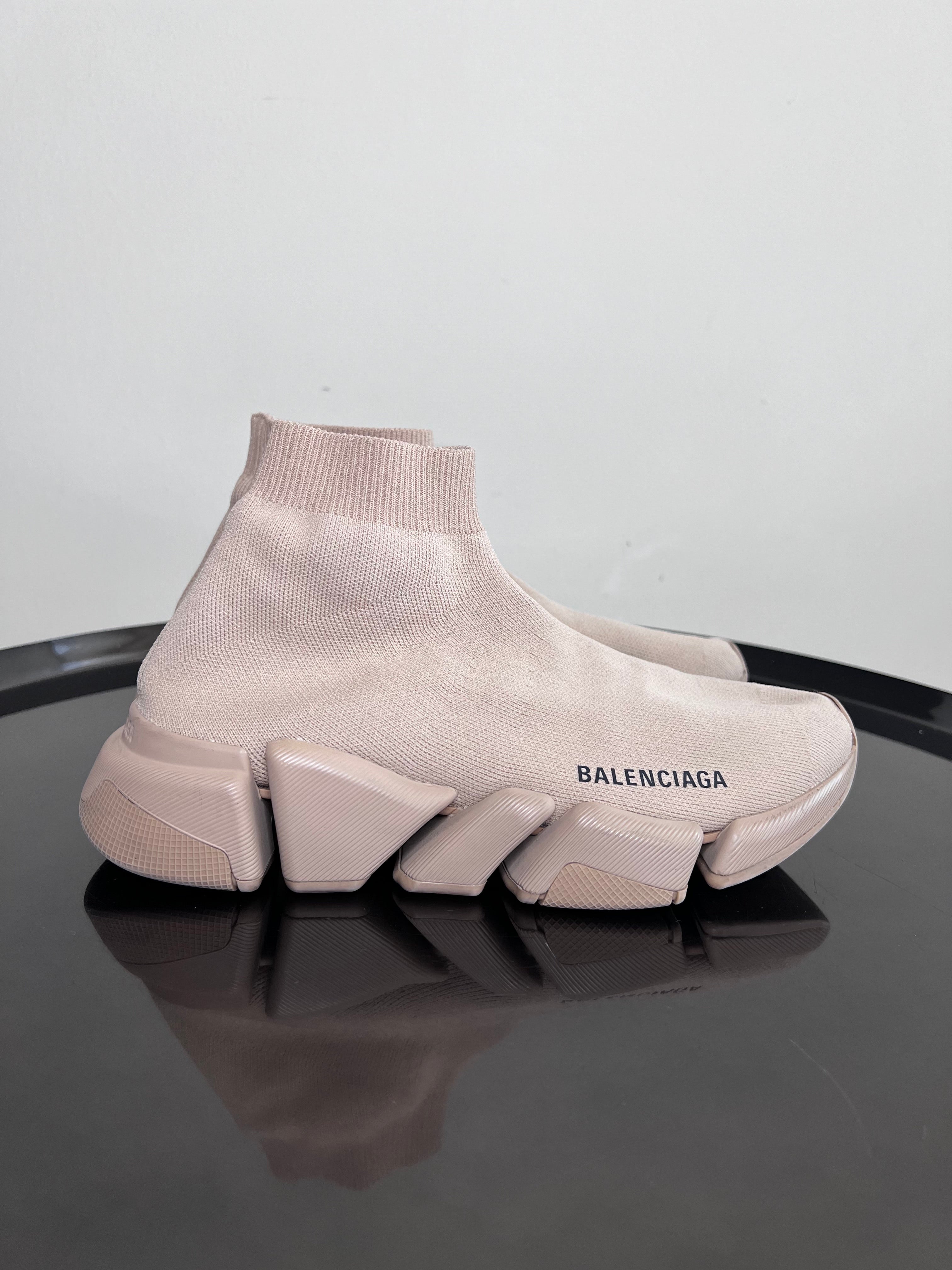 Beige speed 2.0 stretch Knit High Sneakers - BALENCIAGA