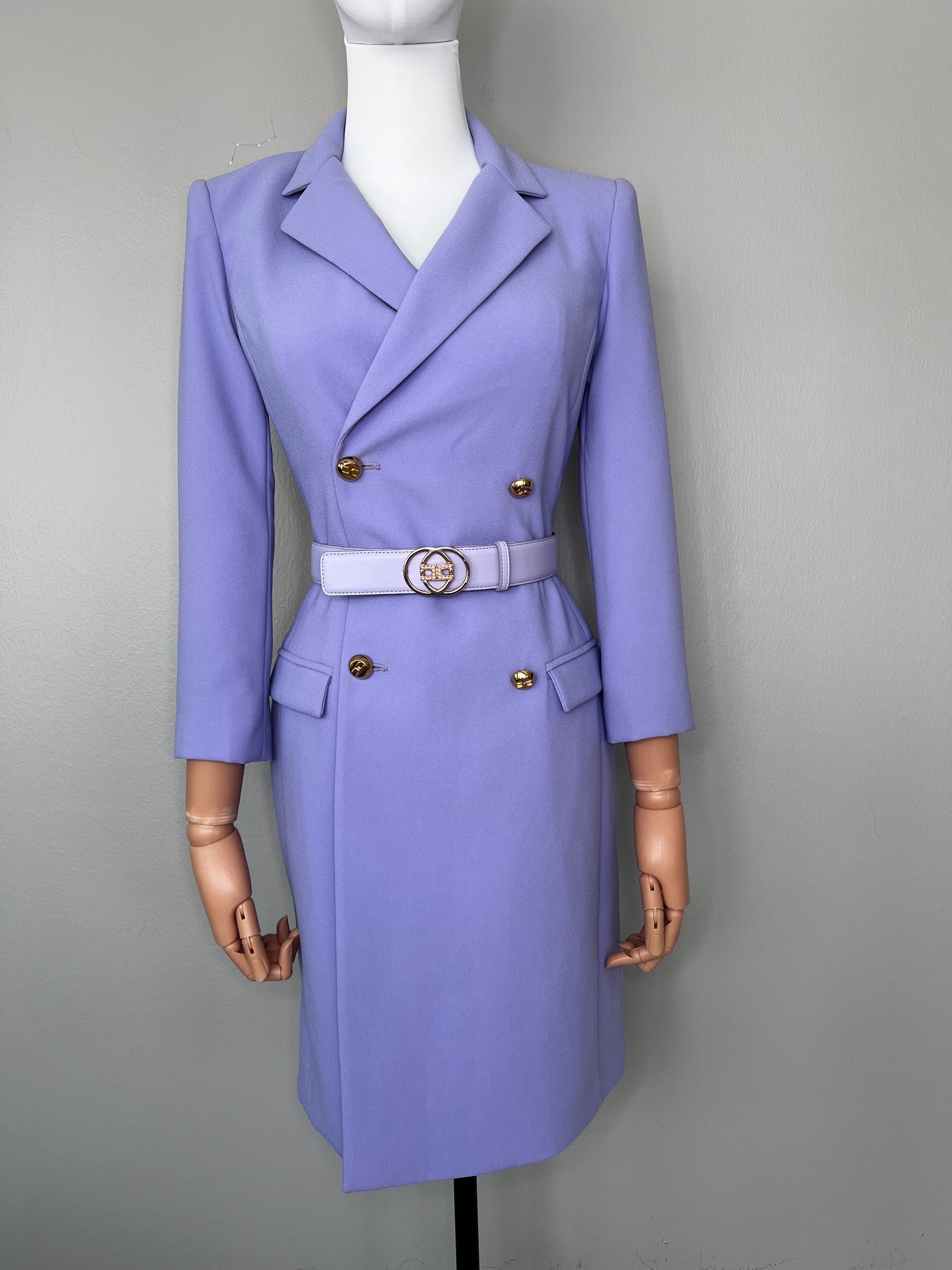 Light purple long blazer dress with gold buttons - ELISABETTA FRANCHI