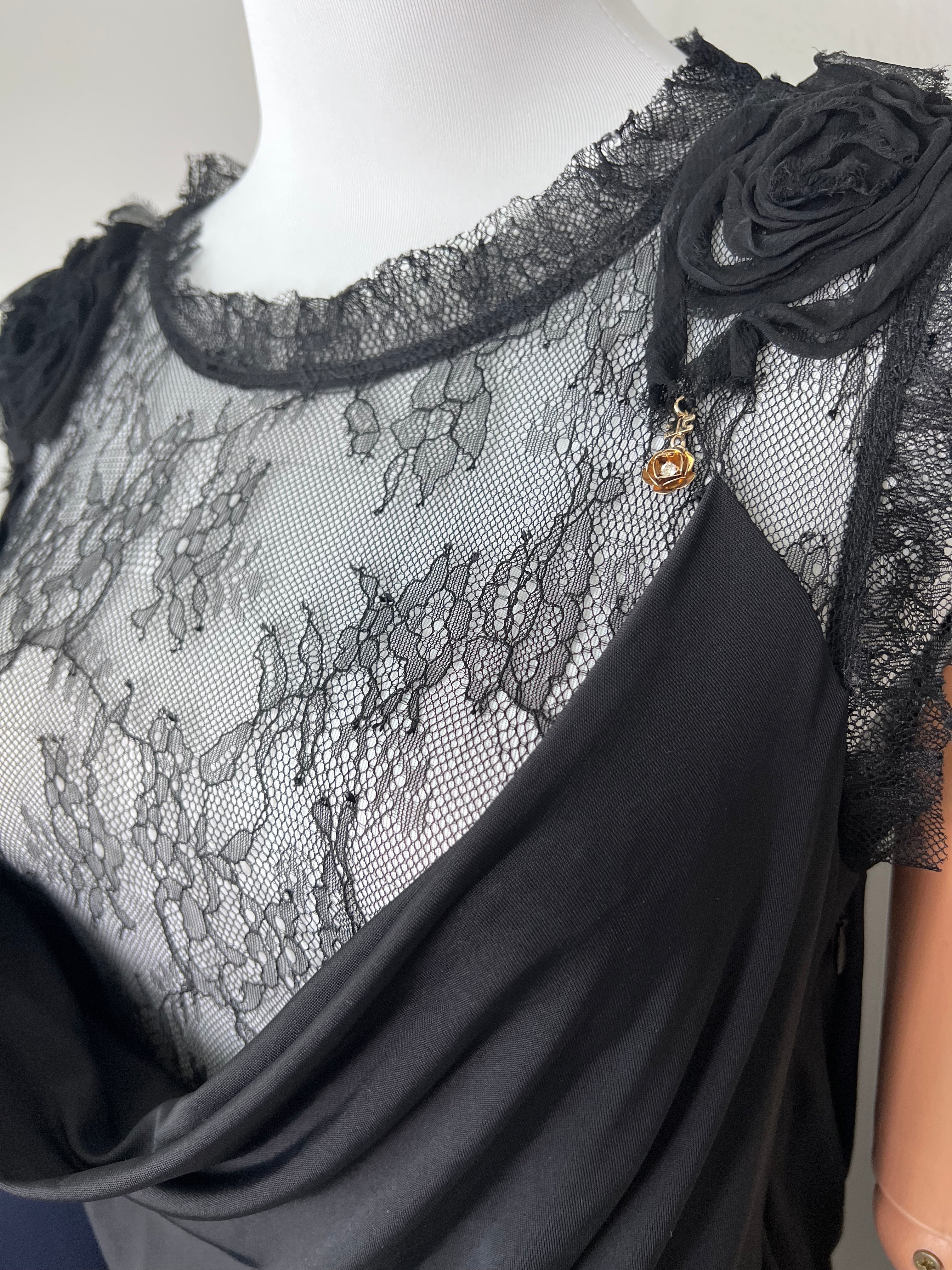 Black sleeveless full back laced mini dress - ELISABETTA FRANCHI GOLD