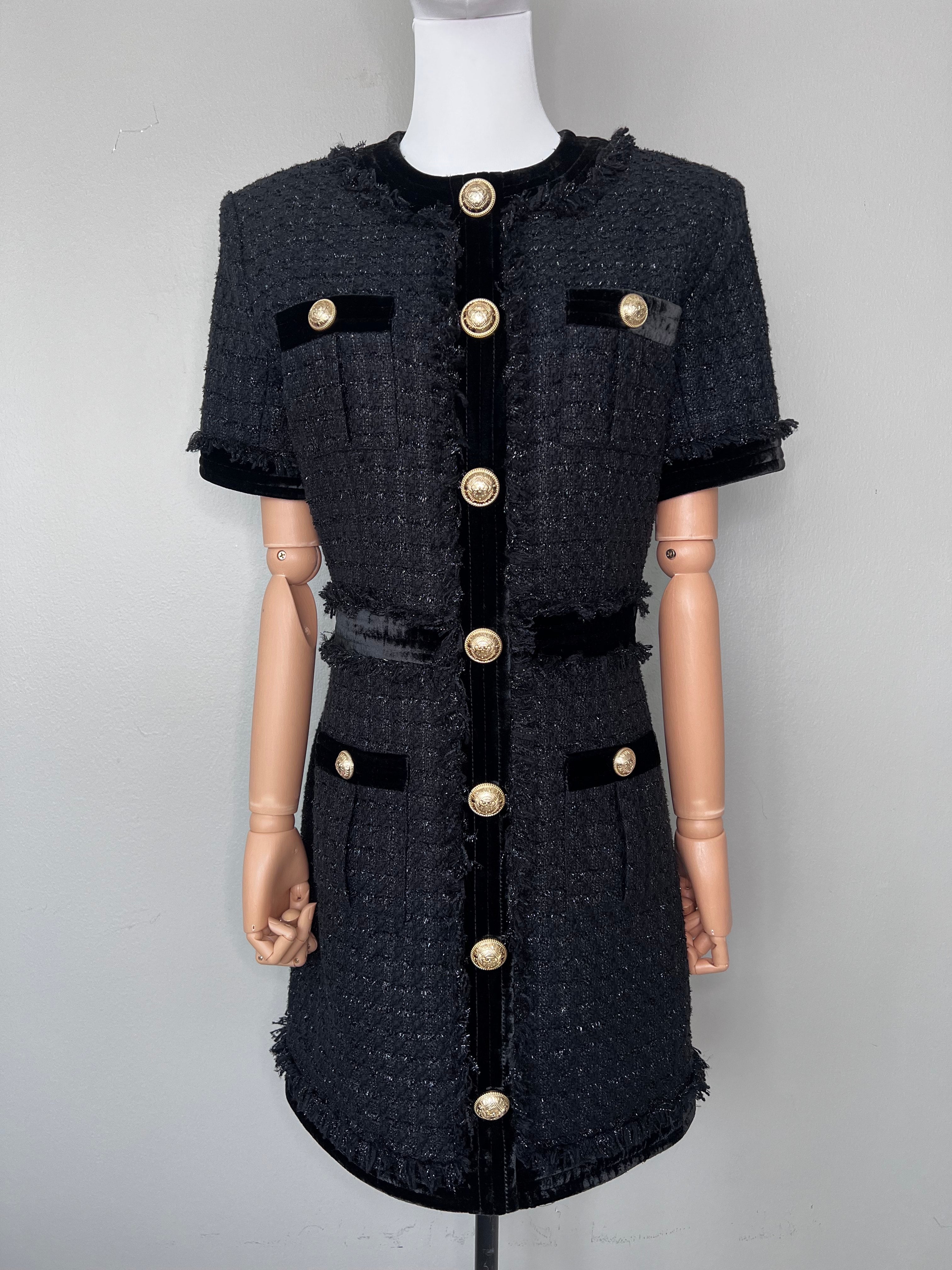 Brand new! The Classic Black Tweed Dress - BALMAIN