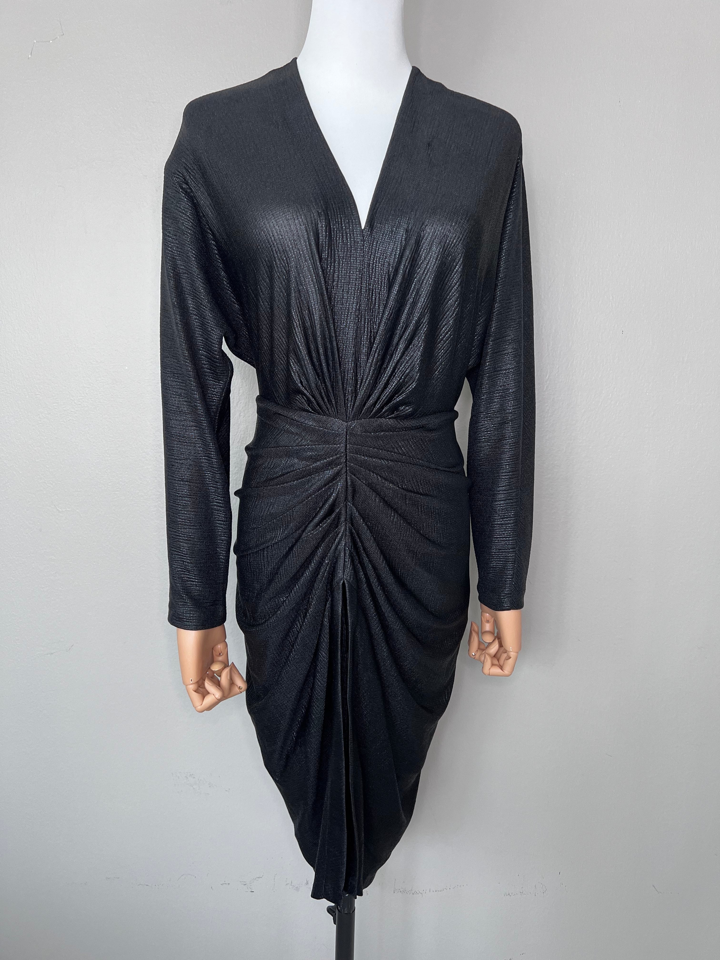 Eye-catching black pleated asymmetrical dress - IRO